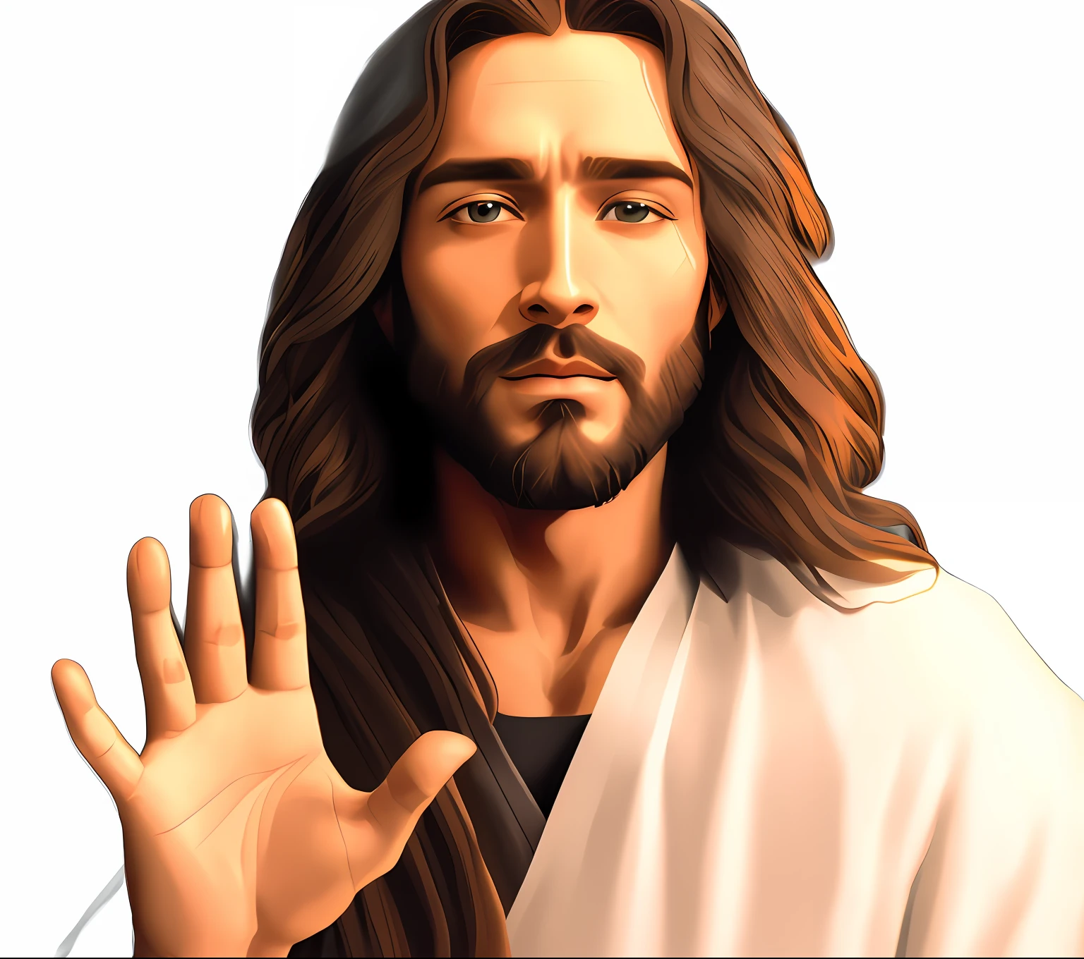 Jesus holding his hand to the camera, Jesus Cristo, Jesus, he is greeting you warmly, rosto de Jesus, Retrato de Jesus Cristo, jesus of nazareth, O Senhor e Salvador, Jesus Gigachad, Jesus Negro, Jesus Cristo em Mass Effect, Jovem Deus Todo-Poderoso, Tron legado Jesus Cristo, desenhado com photoshop, Tron legado Jesus, ! holding in his hand !