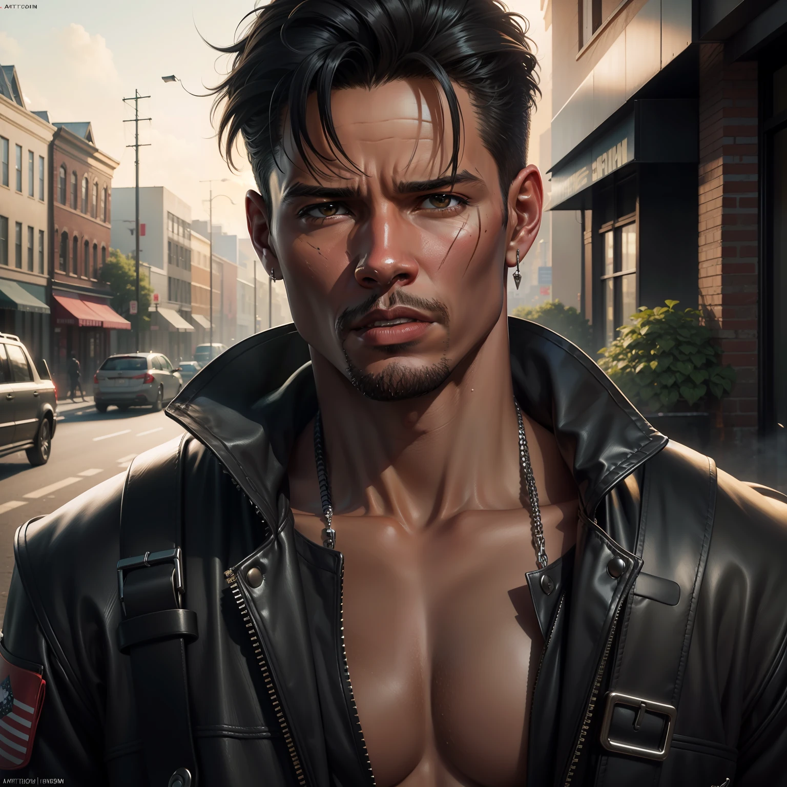 realistic style, masterpiece, best quality, 8k, artstation, sharp focus, ultrarealistic, high details, raw photo of
blackskinned Tom Cruise as street thug