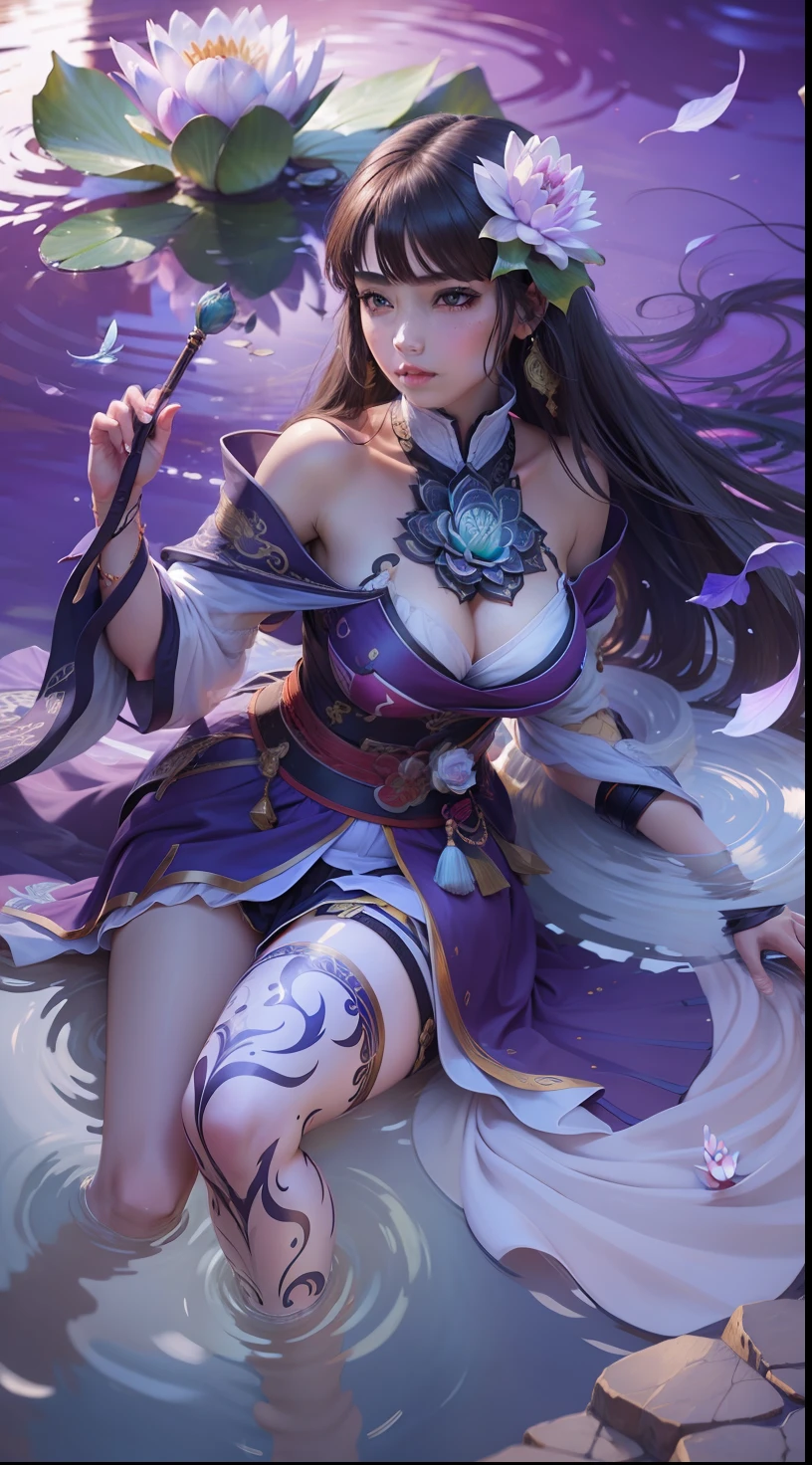 Kagura water lily, human form, 1 girl, realistic, ultra detail