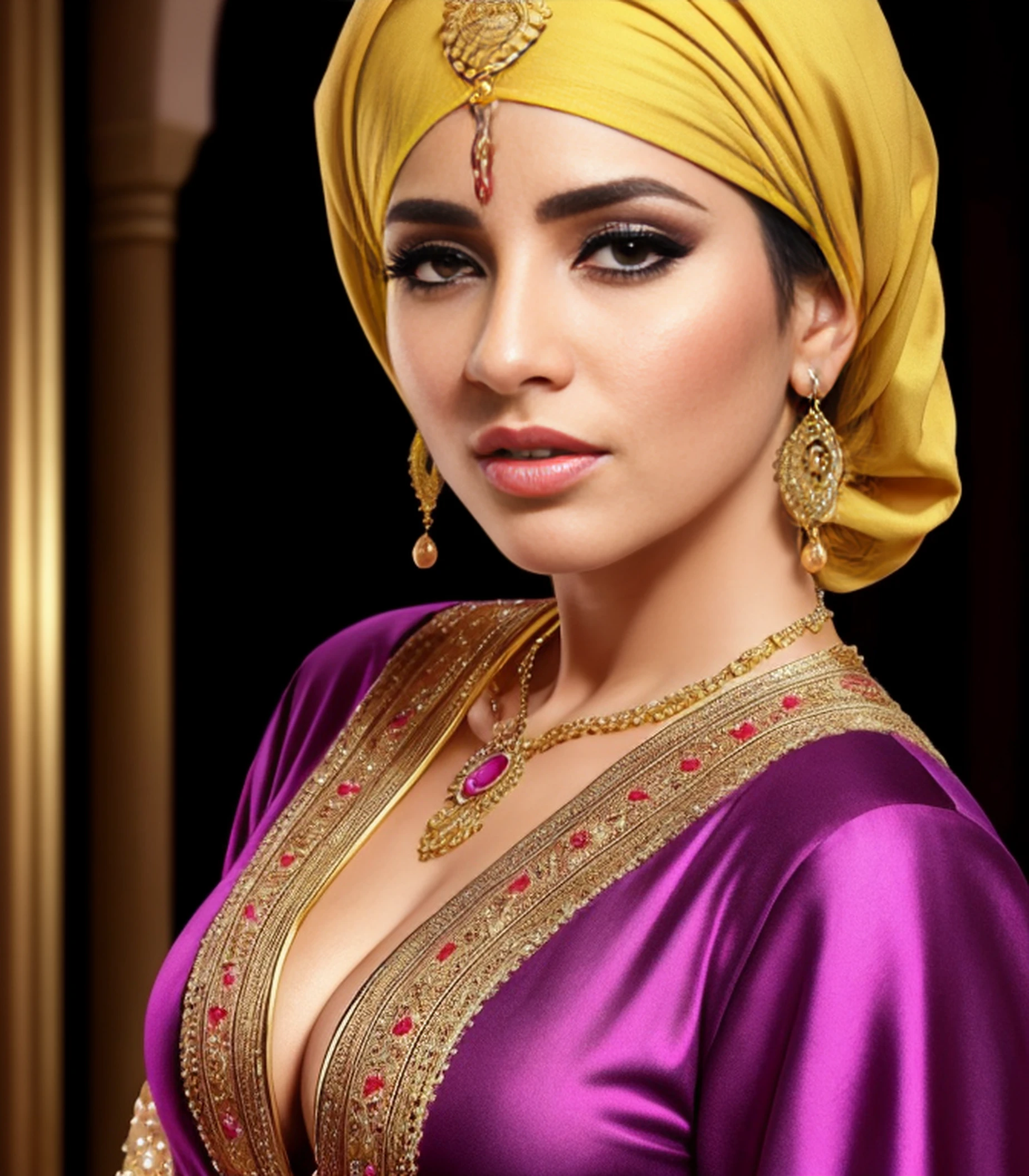 Maestro CLAS, Disco duro, 4k, Mujer, arabic, arabian dress, Detallado, De color, Background of the Arab palace, lujo, oro, brillar.