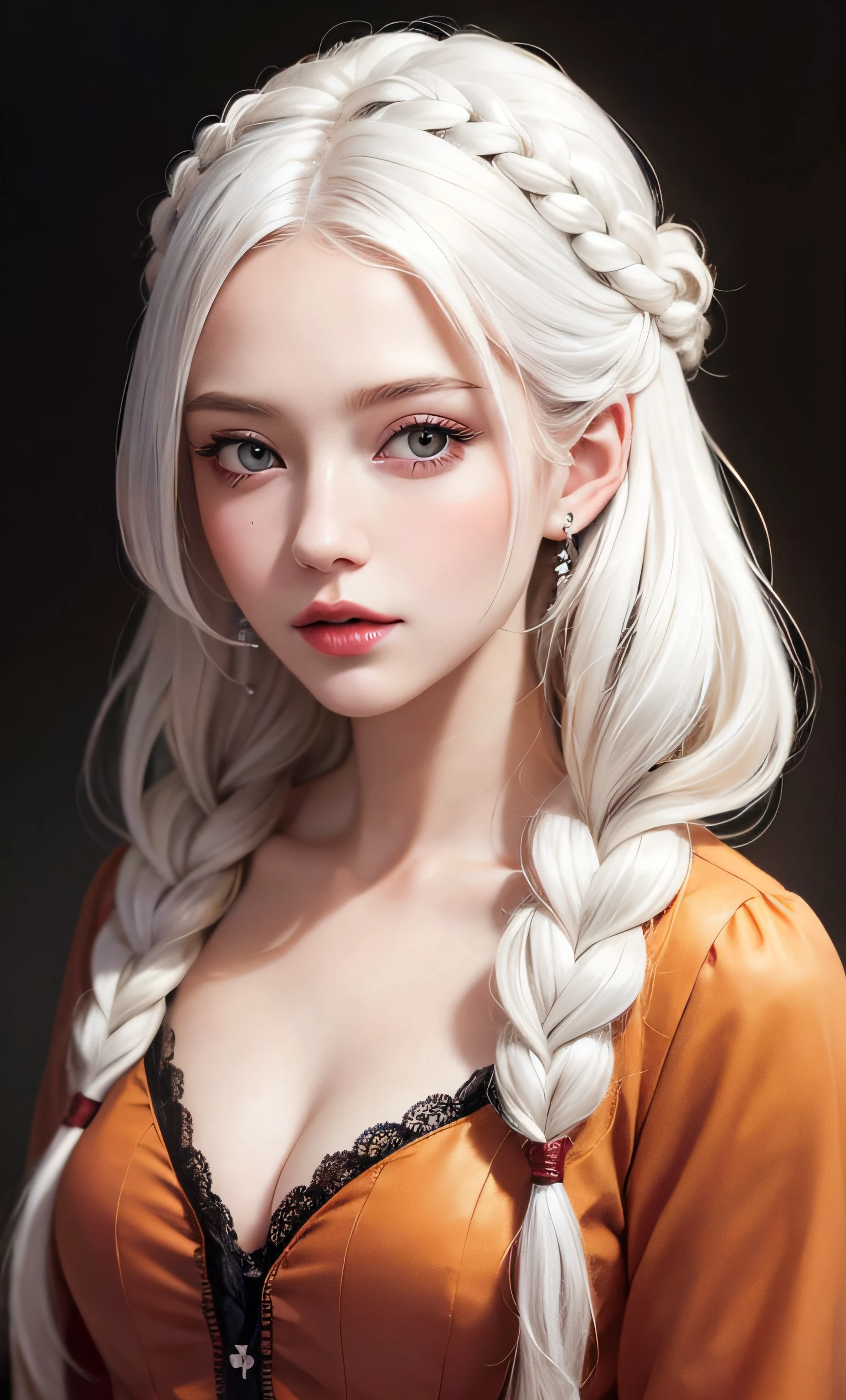 masterpiece, best quality, white hair, masterpiece, photorealistic, high resolution illustration, crown-braid, beautiful, disney princess, halloween,