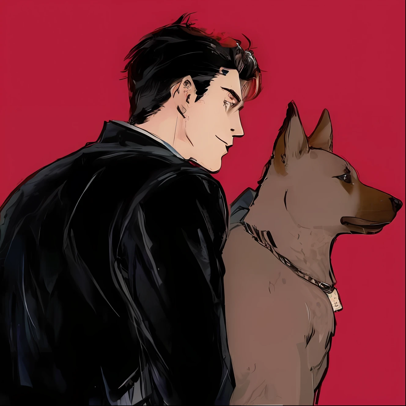 Anime guy with a dog on his shoulder, by Yang J, teenage jughead jones, portrait of jughead jones, comic strip, Accurate depiction, comic artstyle, comic drawing style, High-quality fanart, inspired by Eddie Campbell, author：Ignacio Zuloaga, author：Emma Andievska, author：Kiyochika Kobayashi