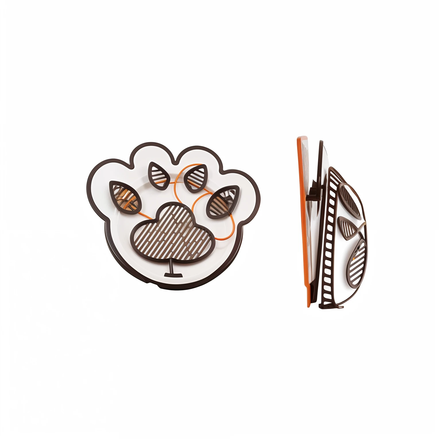 This is a cat-claw-shaped hand-held electric fan, which can stand on the table or be used as a hanging fan through the clip on the back. The meat cushion of the cat's paw is a vent. There are three fan leaves inside the cat's paw, and the back of the cat's paw is a plate-type clip that can be fixed anywhere. The overall color matching is fresh and lovely, suitable for different scenes.