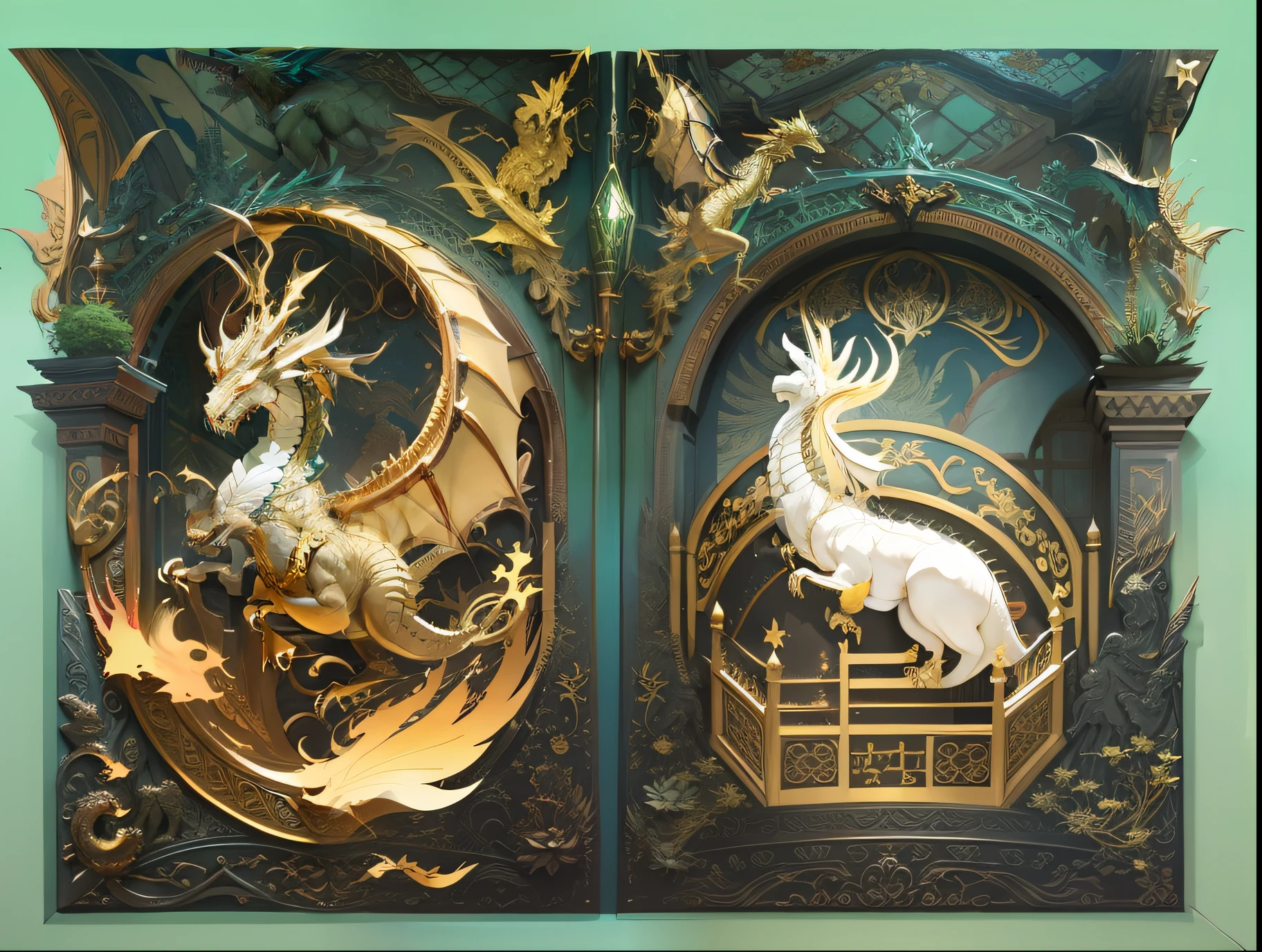 Dragon, gilded, flying