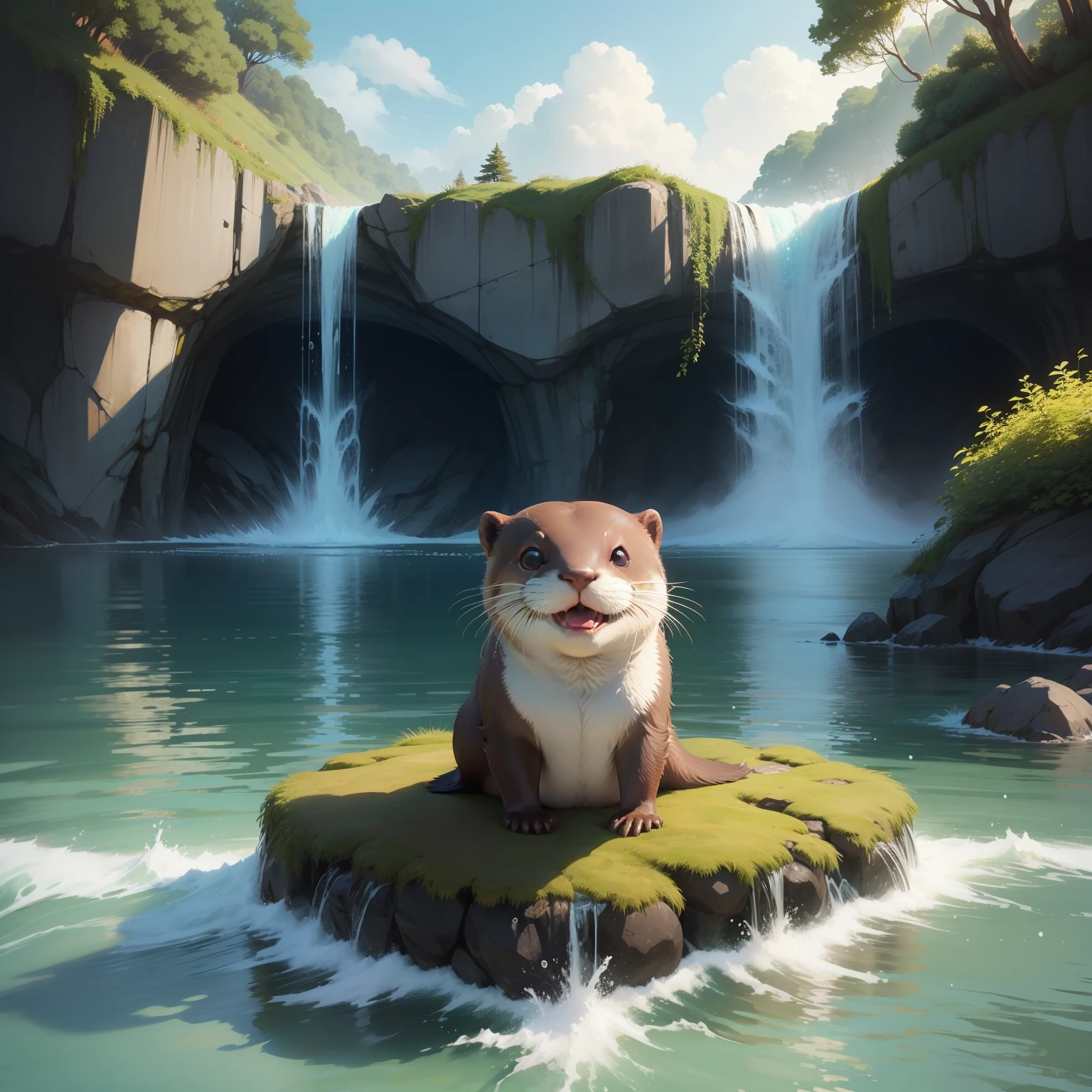 Cute otter。Cool backgrounds。Cool scenery。