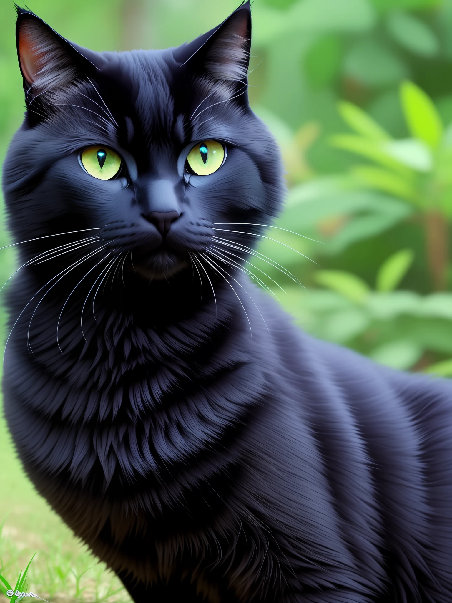 Gato preto olhando para cima ultra realista