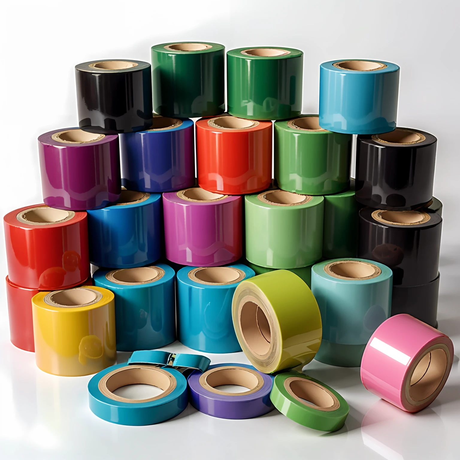 Best quality at best， Solid color tape ，The width of each roll is 45mm，Multi-volume，Neatly sorted，Factory traders，Wholesale stores，Background of production，
