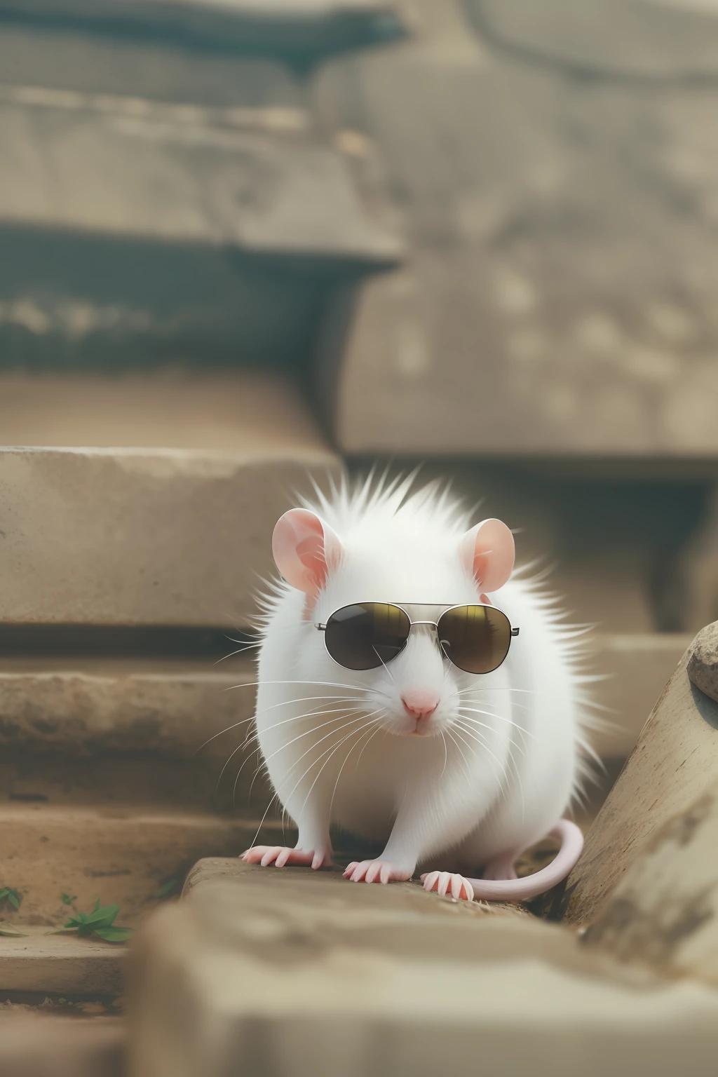 White rat in sunglasses