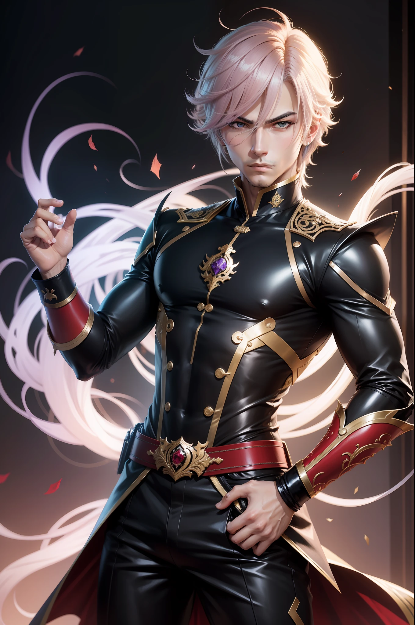 Homem, Estilo Anime, Genshin Impact, Estilo Genshin Impact, Prince style , Pose de Batalha, Cabelos Brancos