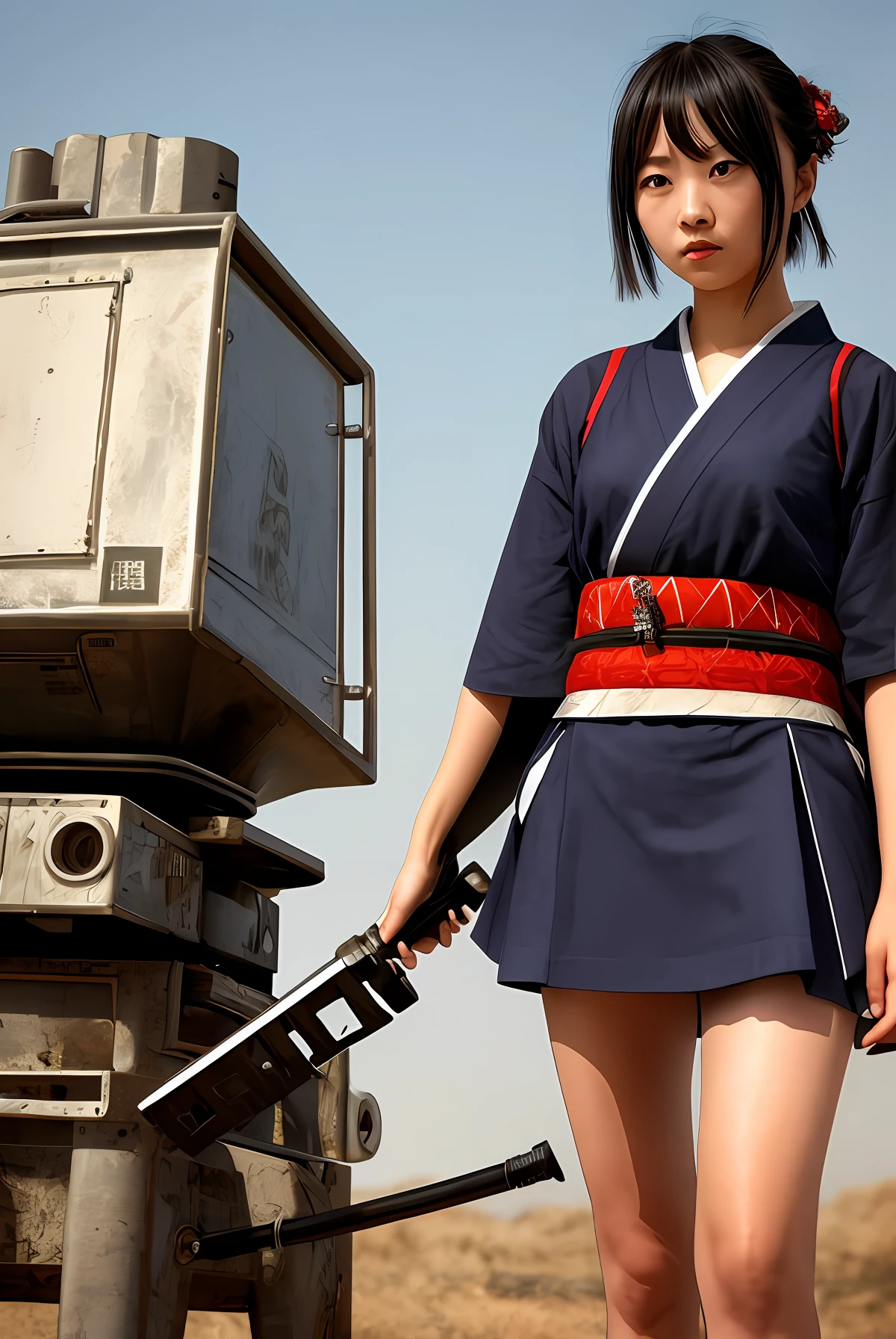 Mechanical sci-fi girl samurai