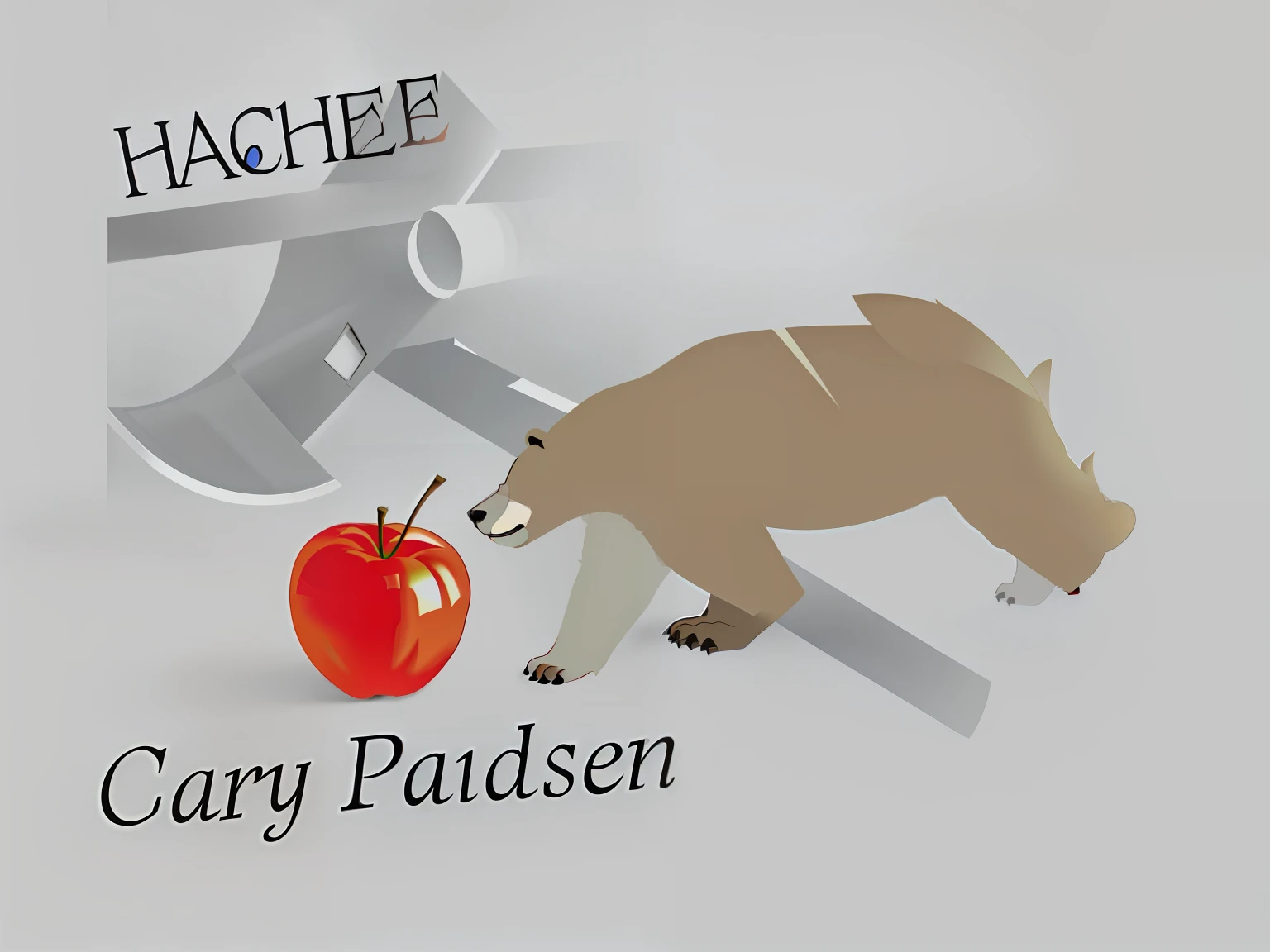 There is a picture of a bear and an apple, Inspired by Paul Lucien Dessau, Inspired by Pascal Blanchet, Inspired by HAP Grieshaber, inspired by Endre Bálint, Inspired by Jacob Kenin, Inspired by the Balint Kiss, Inspired by Adam Pquette, Inspired by Fabian Charouo,Book cover,8k