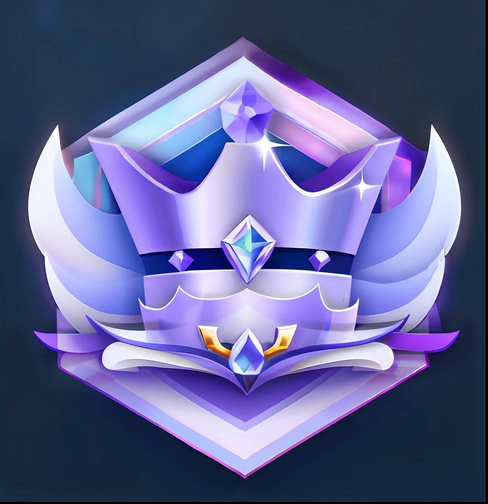 Purple and blue crown，With wings and ribbons, 3 d icon for mobile game, game icon stylized, game icon asset, discord profile picture, Jewel Crown, emblem of wisdom, floating crown, Crystal crown, crown of the gods, symmetrical crown, character icon, crown of giant diamonds, coronation, Game icon, Space Imperial Family, Bejeweled Crown