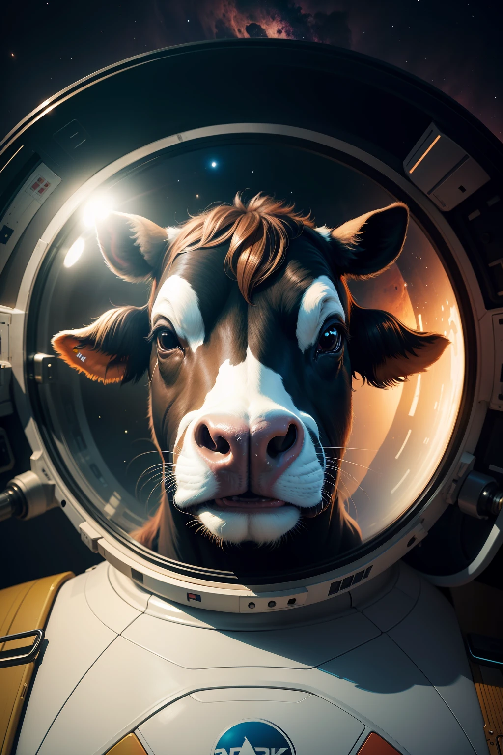 In an empty scene,outerspace,a cow,4k,