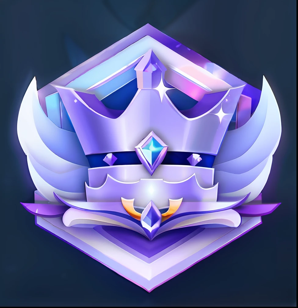 Purple and blue crown，With wings and ribbons, 3 d icon for mobile game, game icon stylized, game icon asset, discord profile picture, Jewel Crown, emblem of wisdom, floating crown, Crystal crown, crown of the gods, symmetrical crown, character icon, crown of giant diamonds, coronation, Game icon, Space Imperial Family, Bejeweled Crown