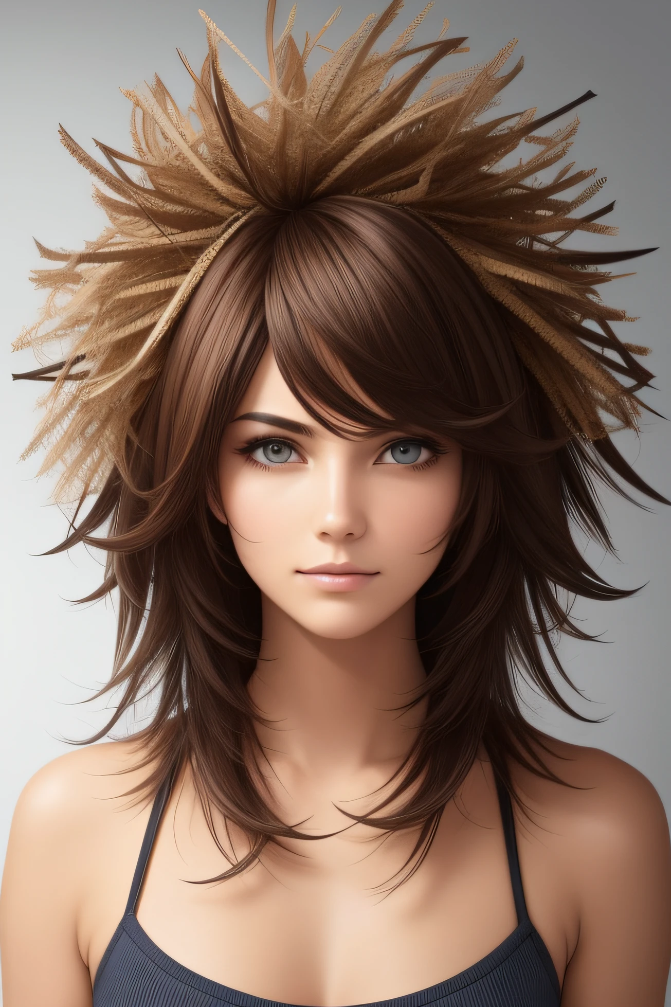 Hairstyles,Cutoutable,material,high qulity,untidy,Real hair,frontage,Chicken nest head,Beaten,Get up without combing your hair,Messy,Didn't comb,frenetic,Explosive head,the hair,Exaggerated styling