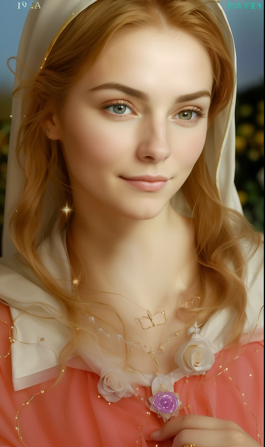 (((Holy VIRGIN MARY MYSTICAL ROSE. 19 years old))) ((( Con una cara seria y piadosa. Con una mirada dulce y tierna))) (obra maestra, calidad superior, mejor calidad, arte oficial, beautiful and aesthetic: 1.2), (1girl), extremadamente detallado, (Arte fractal: 1.3), colorido, highest detailed, Cara perfecta, parte superior del cuerpo, HDR, (orando: 1.3), (golden lines of white coat: 1.2), galaxia, (rayas de luz), eye-catching visuals, (dynamic stripes, senderos luminosos: 1.2), colores vibrantes,