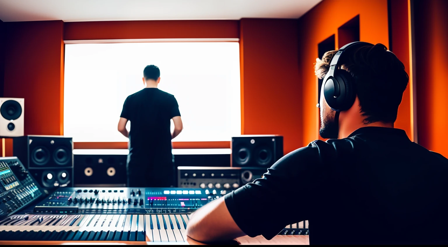 Man in Music Studio Can School