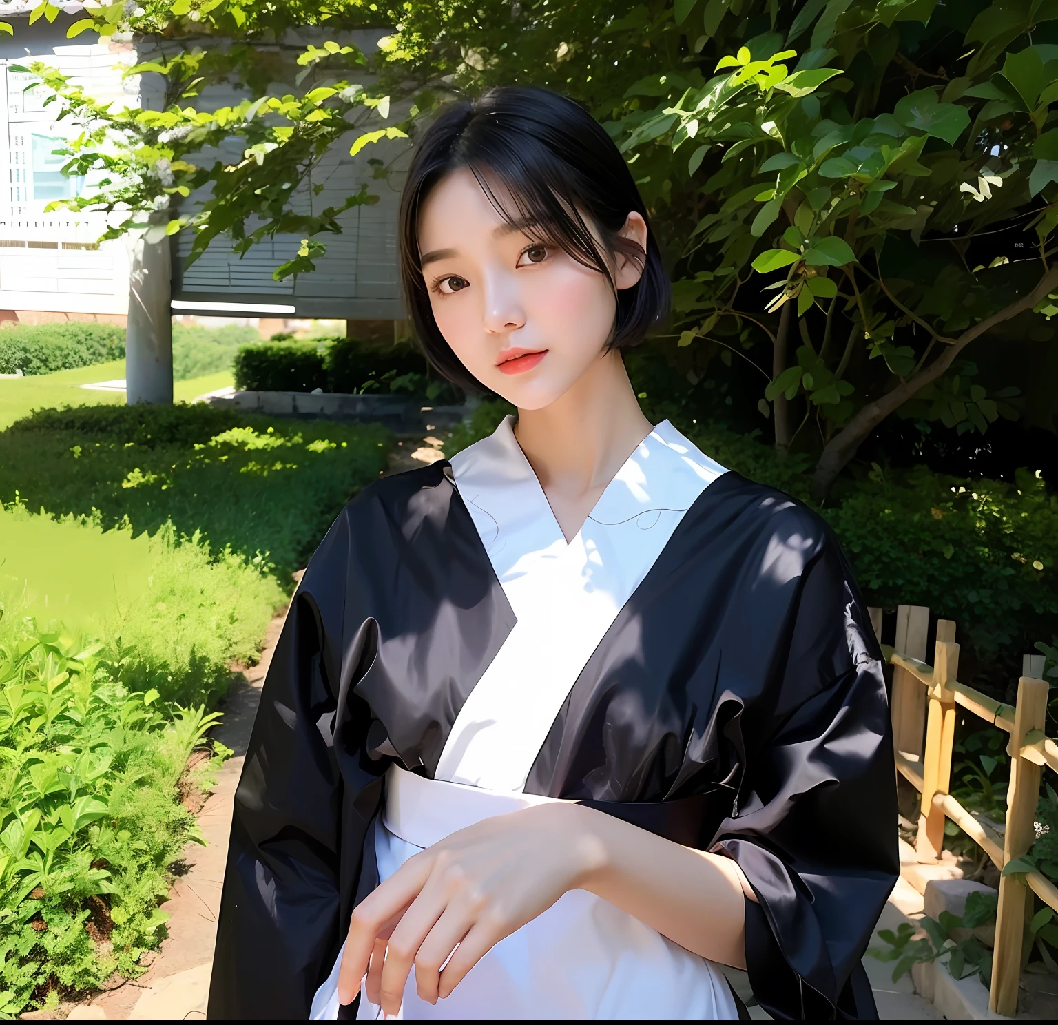 Close up portrait of woman with short hairstyle in black top, With short hair, beautiful Korean women, Beautiful young Korean woman, Gorgeous young Korean woman, Korean Girl, korean symmetrical face, Young adorable Korean face, Korean Woman, Portrait of female Korean idol, chin-length hair, korean face features, Popular Korean Makeup, south east asian with round face