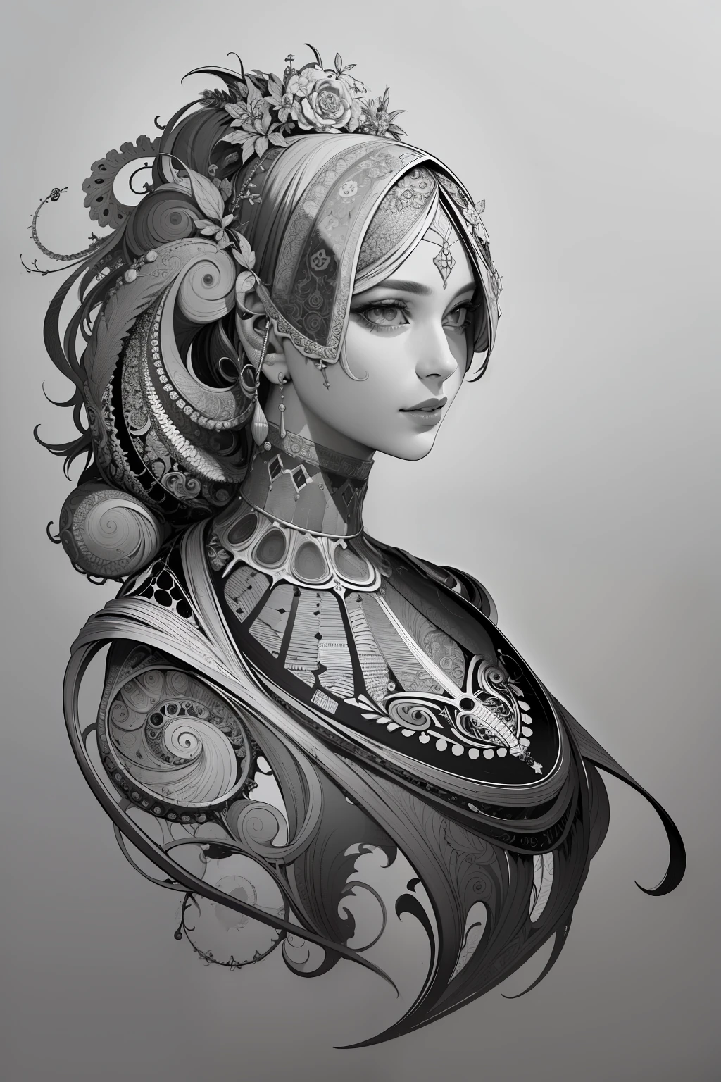 (Masterpiece, Best Quality, Highres:1.4), Detailed, Intricate Details, 4K,
color splashes, line art, art, fibonacci,