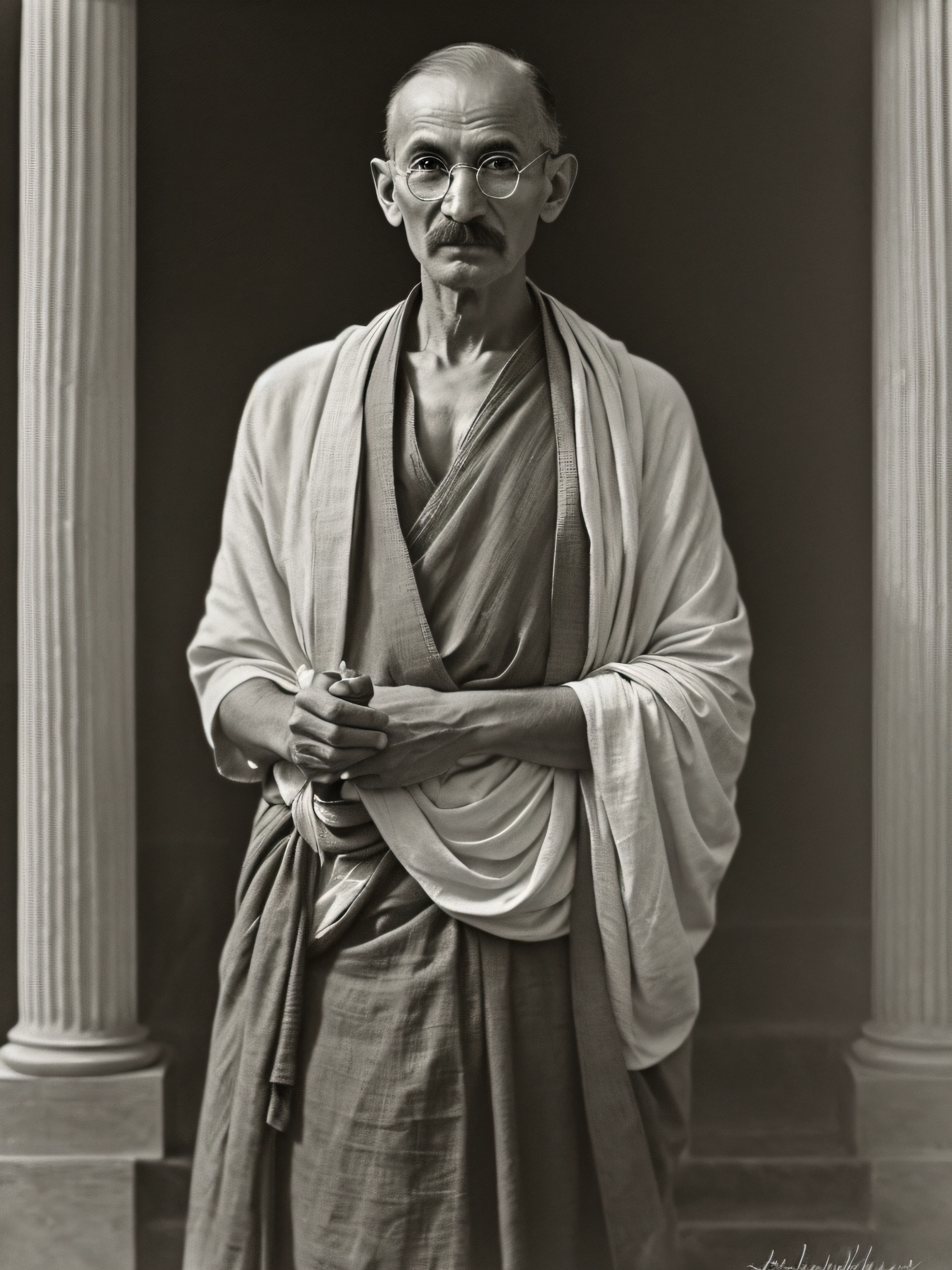 Mahatma Gandhi, Mantle and handkerchiefs, olhos penetrantes e intensos, (Standing in the crowd:1.1), (cores vibrantes) (detalhes intrincados:0.9), (HDR, hiperdetalhado:1.2), Mahatma Gandhi, (textura natural da pele, hiper-realismo, luz quente, sharper), (detalhes intrincados:0.9), (HDR, hiperdetalhado:1.2), (textura natural da pele, hiper-realismo, luz quente, sharper), lighting dramatic