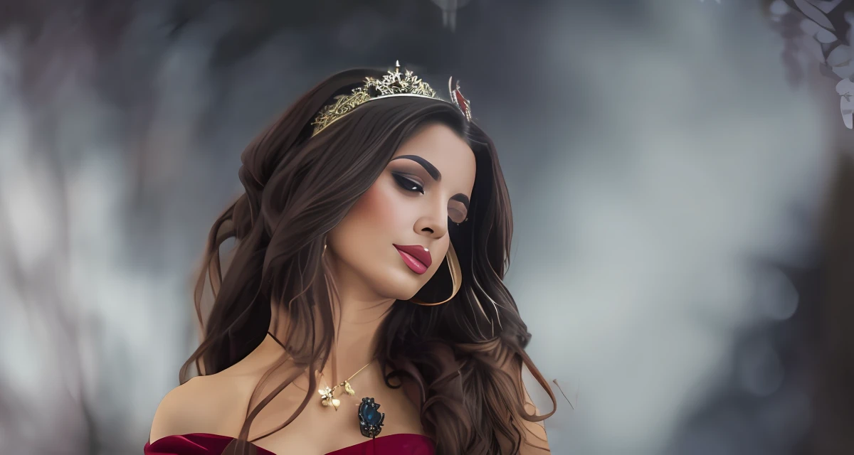 a woman in a red dress with a gold crown on her head, Princesa medieval, ((uma bela imperatriz fantasia)), diadem on the head, lovely languid princess, rainha feminina vampira bonita, como um personagem de fantasia medieval, Estilo medieval, Linda rainha, usando coroa, usando uma coroa, uma bela imperatriz fantasia, rainha bonita, princesa feminina bonita