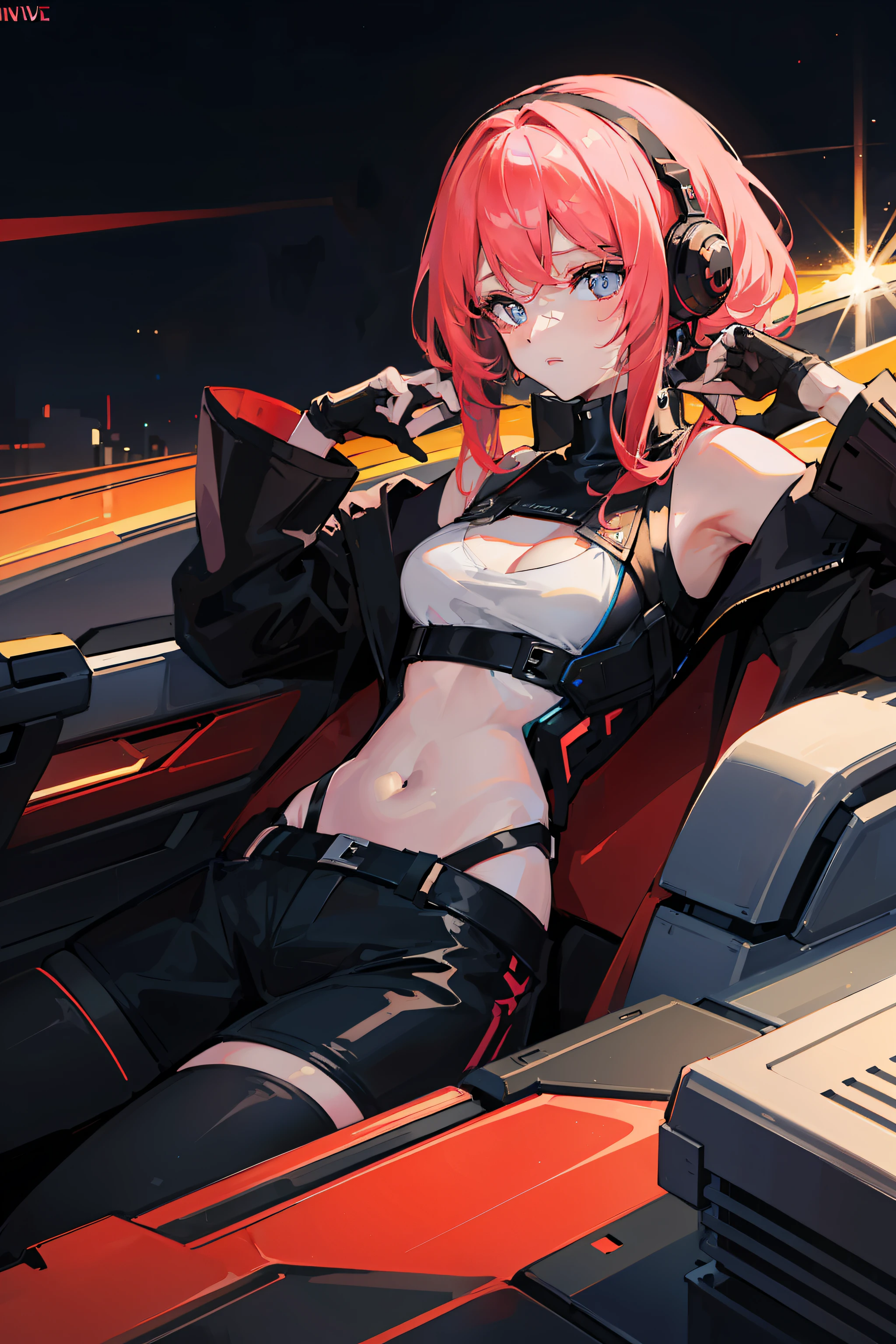 (nvinkpunk: 1.2) (snthwve style: 0.8) Corvette, light wave, sunset, complex and elaborate design