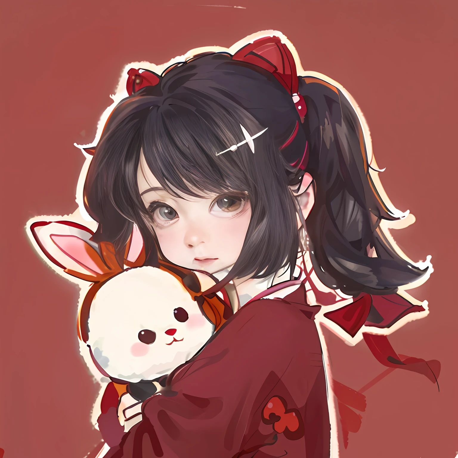 Anime girl with rabbit in her arms, Anime style portrait, Kawaii realistic portrait, Guviz-style artwork, Digital anime illustration, Guviz, Soft anime illustration, in an anime style, portrait of cute anime girl, made with anime painter studio, Cute anime girl portrait, , Anime style illustration, anime art style, In anime style