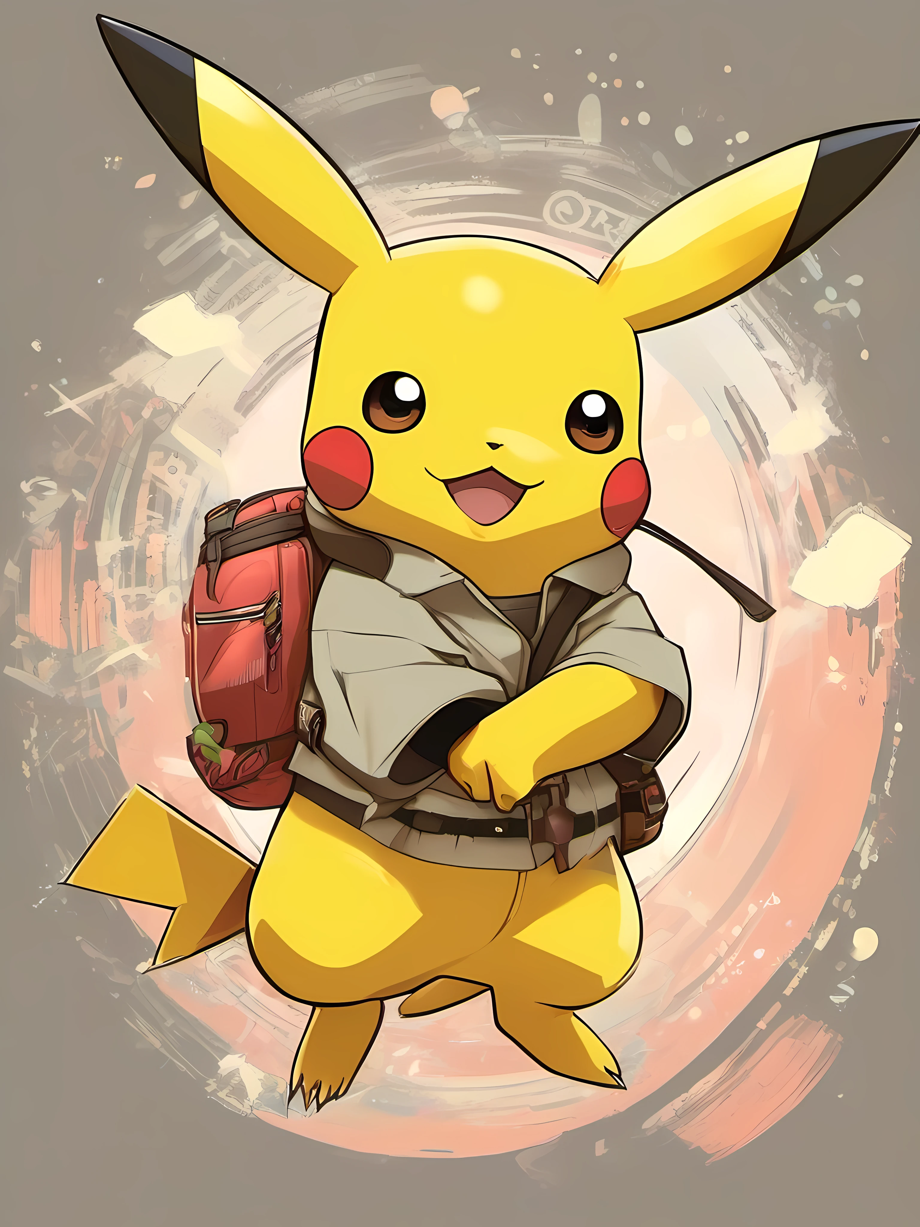 Illustration of pikachu, cute character, fantasy, clear background, t-shirt design, vector art