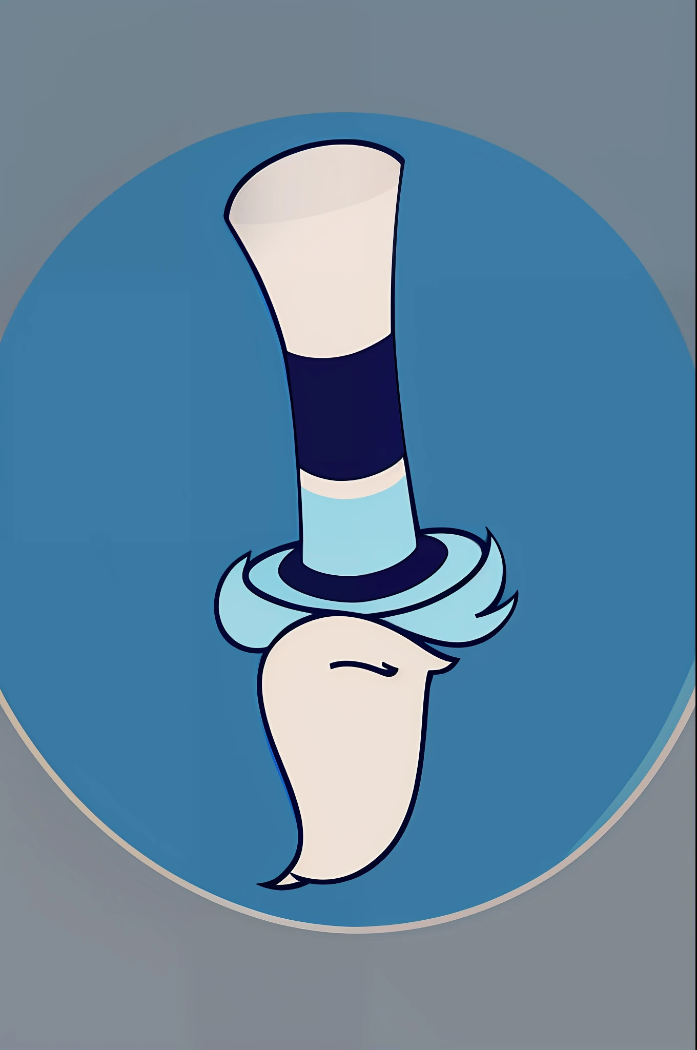 cartoon symbol of a top hat over a circle on a blue background