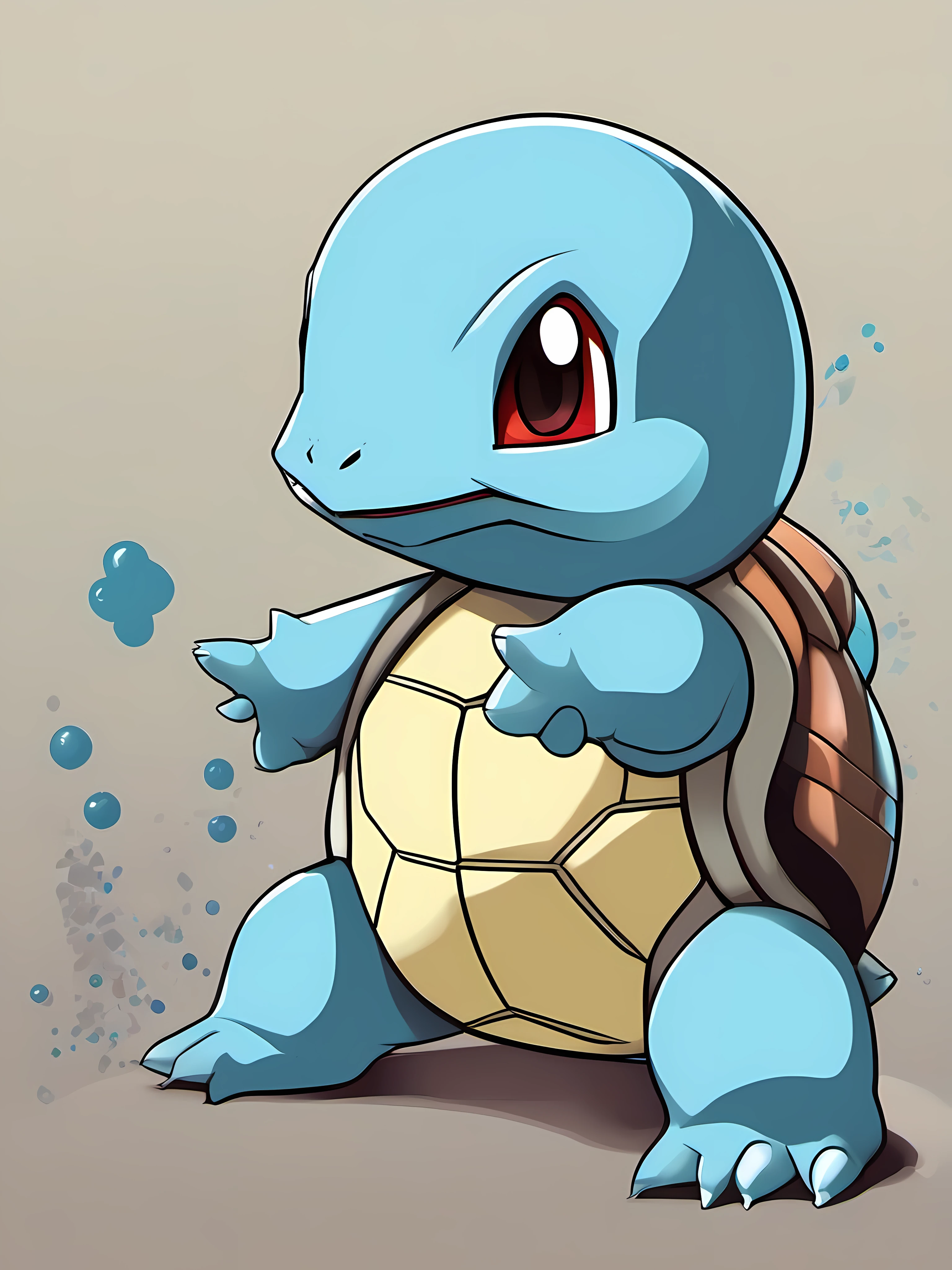 Illustration of pokemon squirtle, cute character, fantasy, clear background, t-shirt design, vector art