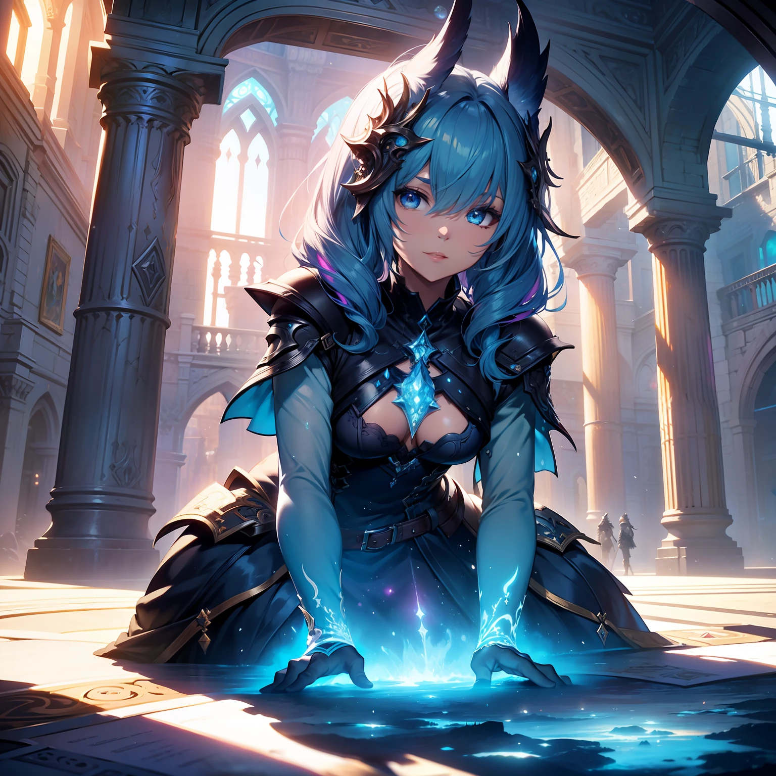 "A loporrit from Final Fantasy 14, portrayed in a breathtaking and detailed manner, capturing its adorable features and vibrant colors, set against a mesmerizing fantasy landscape, with immersive lighting and shadows."