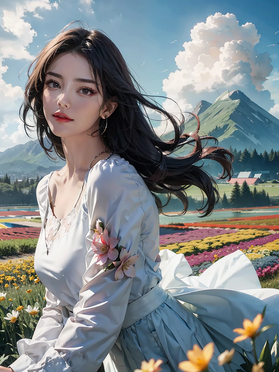 Beautiful skin、Beautiful elegant face, A detailed face, A detailed eye、Realistic hair、length hair