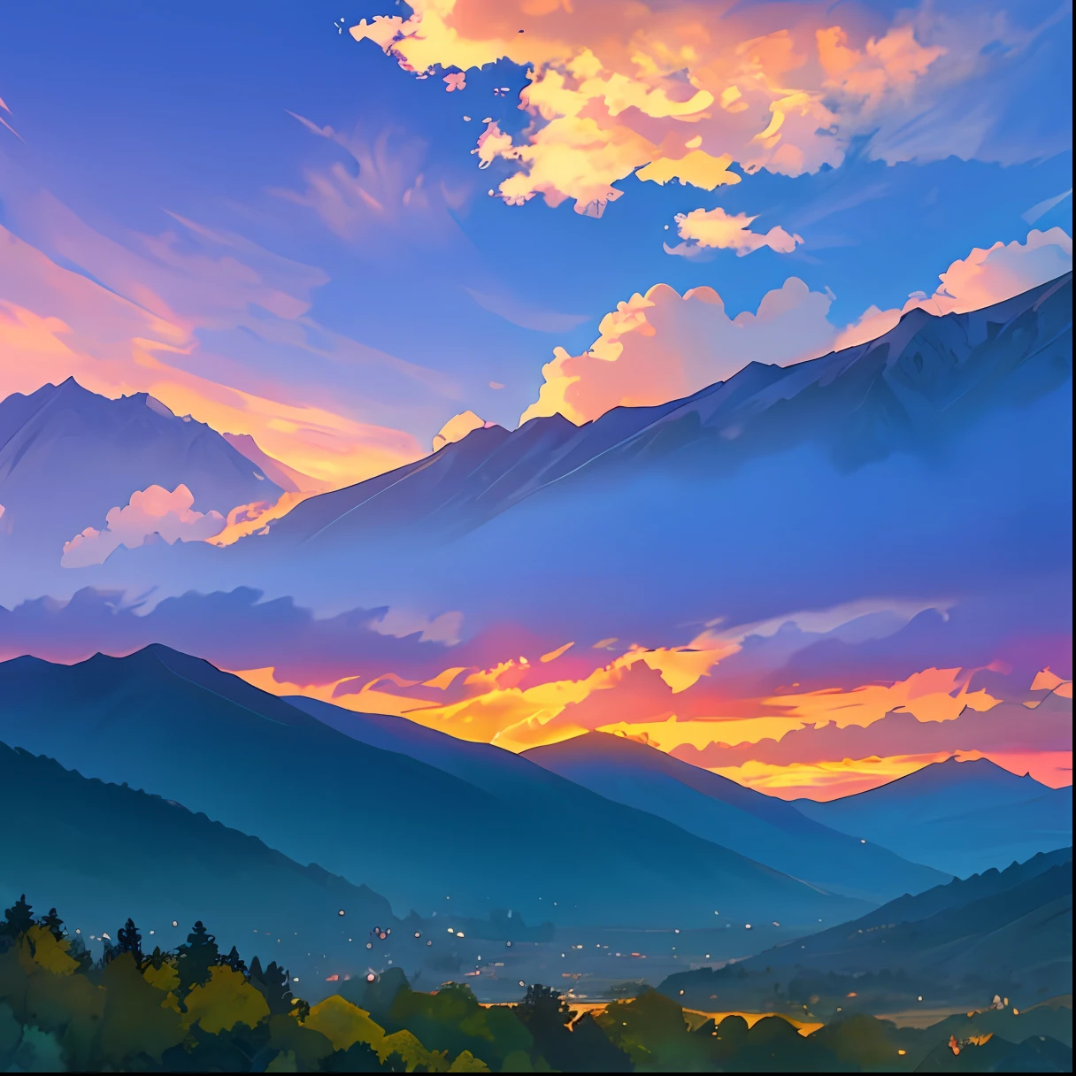 evening light，Clouds，Big Mountain