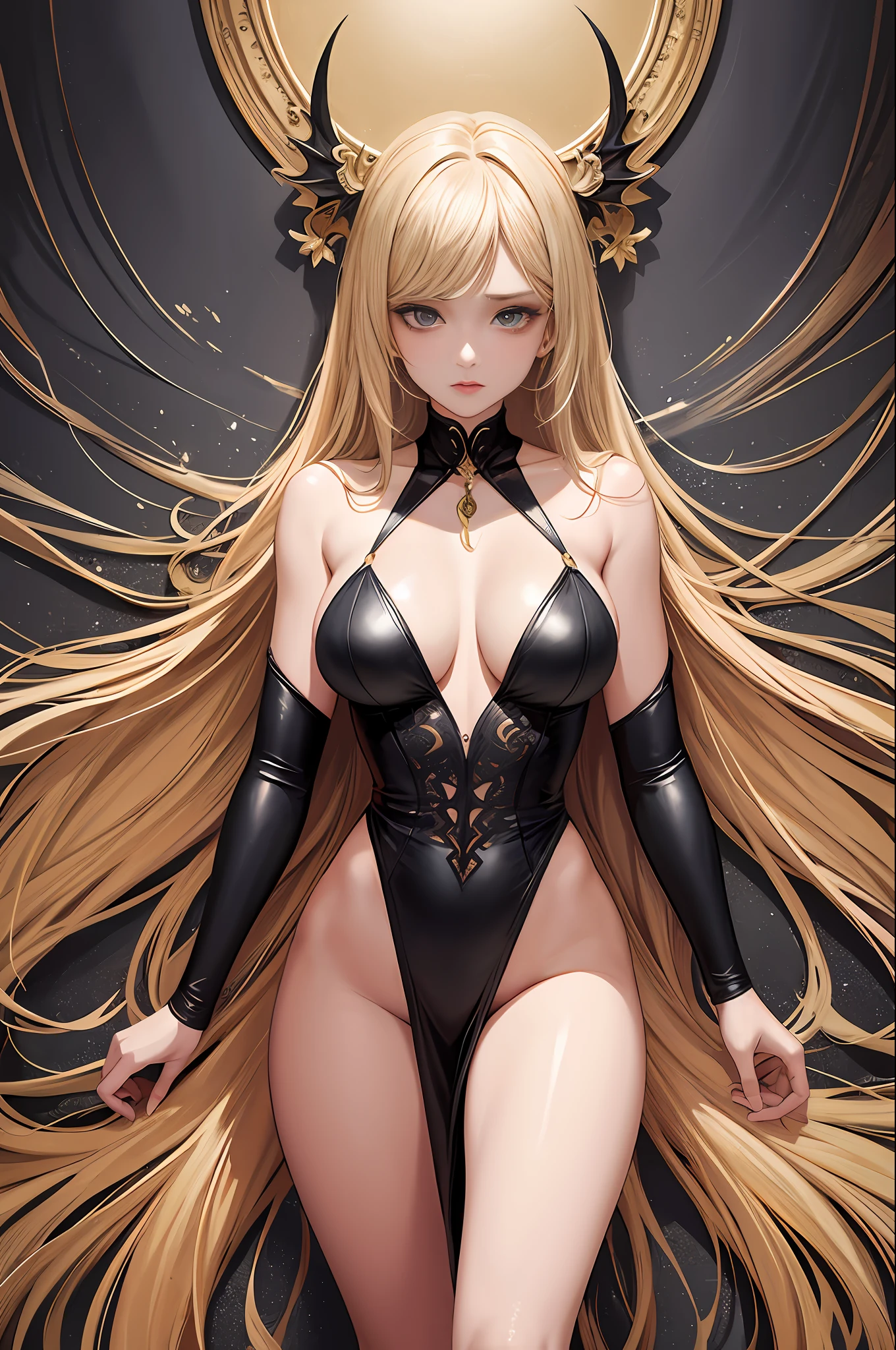 Illustration art, painting art, Whole body movement,Full body like, Sexy woman in sexy clothes, Soprano Woman, Very cool facial expression, Gorgeous background, Great erotic art, painting art, Sexy art, Detailed body part details, frontage, Lateral face, on back, Inspired by J.c.Ryan Decker, Epic European and American illustrations, Tall, The whole body is evenly sexy