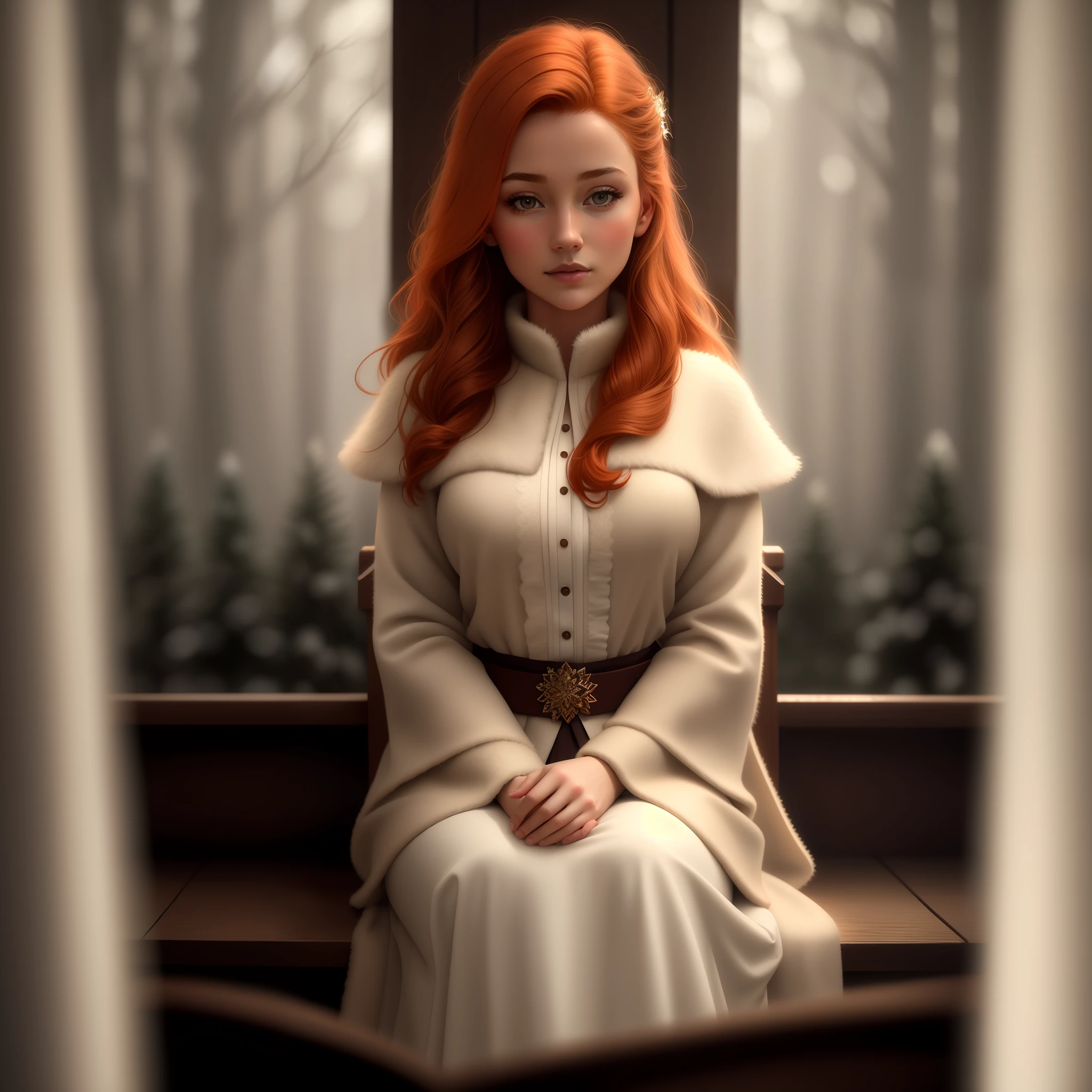 foxie european woman, ginger hair, winter forest, natural skin texture, 24mm, 4k textures, soft cinematic light, adobe lightroom, photolab, hdr, intricate, elegant, highly detailed, sharp focus, ((((cinematic look)))), soothing tones, insane details, intricate details, hyperdetailed, low contrast, soft cinematic light, dim colors, exposure blend, hdr, faded
