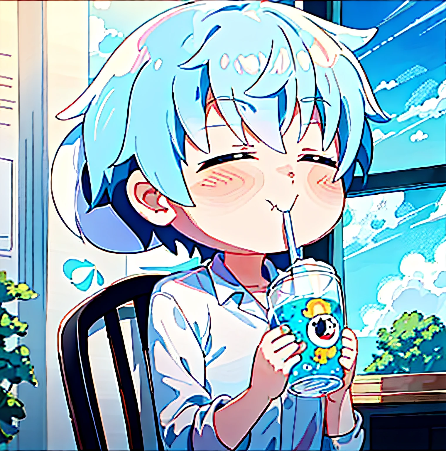 Anime boy drinks with a straw in his mouth, ginko showing a new mushi, In the anime, animated still, in the anime film, Today's featured anime stills,anime big breast, shuushuu anime image, anime still frame, Anime screencap, with a straw, still from tv anime, Cute scene