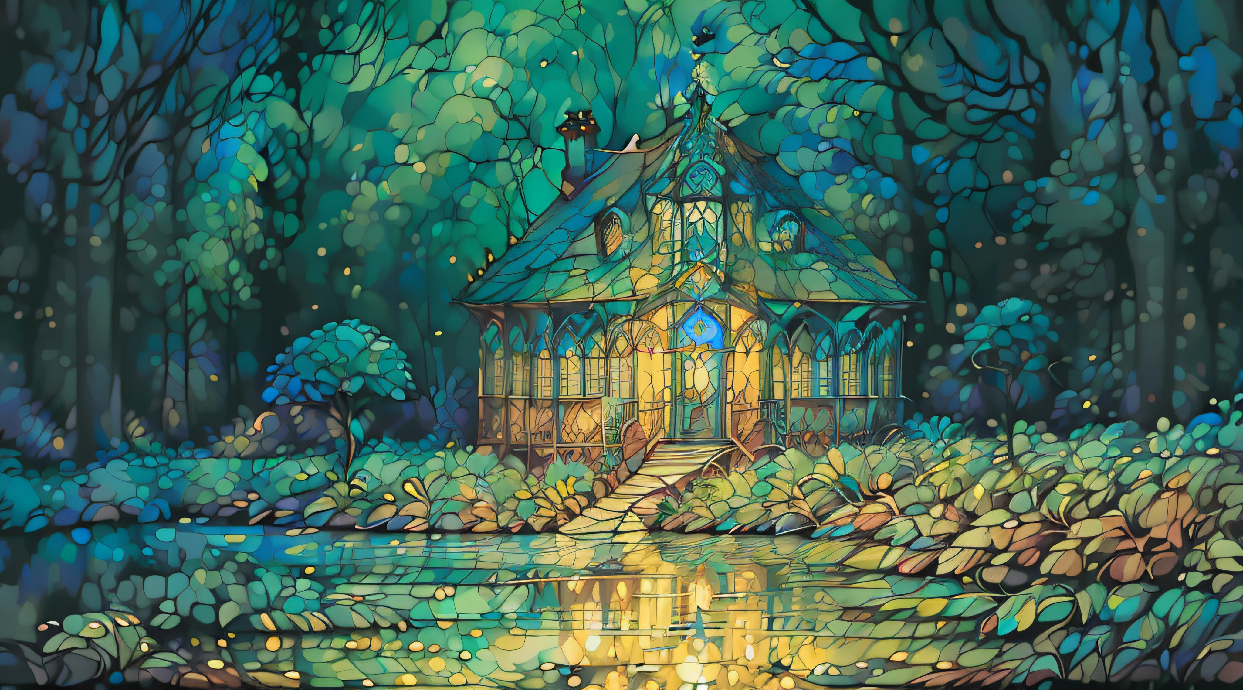 (magical forest, Reino das Fadas da Floresta: 1.2), casas fofas, Alto das Fadas Palace, Rio, (muitos vaga-lumes: 1.1), (luzes de fadas: 1.1), humor alegre, magical ambiance., aplique uma paleta de cores vibrantes em harmonia