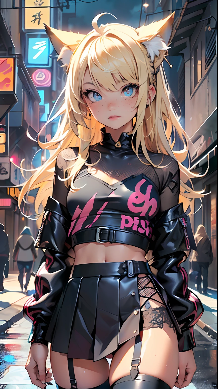 cute little cat ,(((little lolill tiny body,petite))),(((6 years ime little cat loli with extremelye and beautiful blonde hair walking down the street)),(((cat girl,anthro furry cute,cat-girl))),(((cat ears,cat ears on head,big cat ears))),
(((flat chest))),(((blonde hair:1.35,messy blonde hair,colored inner hair,ear breathing,))),((heterochromia,eye1 yellow,eye2 orange,perfect eyes,upturned eyes:1.3,beautiful detailed eyes,finely detailed beautiful eyes:1,big highlight on eyes:1.2,slanted eyes)),(((freckles on the face,freckles,freckled girl))),(((lustrous skin:1.5,bright skin: 1.5,skin tanned,shiny skin,very shiny skin,shiny body,plastic glitter skin,exaggerated shiny skin))),(delicate detailed fingers,detailed body,detailed arms,human hands,(detailed face)),
cute,slutty,,erotic,(((nsfw))),
zettai ryouiki,revealing clothing,show skin,((rave shirt,neon shirt,rave mini-skirt,visible thong straps)),(wearing a rave outfit:1.3,rave clothes,semi-naked,with little clothing,),(detailed outfit,detailed clothes),
(dynamic pose:1.0),solo focus,embarrassed,centered,scale to fit dimensions,Rule of thirds,
outdoors,((night view)),(cyberpunk night street Background: 1.5,dark sky,alleyway,lonely alley,thick clouds,detailed background:1.25),
(best quality),(high resolution),(sharp focus),(ultra detailed),(extremely detailed),(extremely high quality artwork),8k_wallpaper,(extremely detailed CG 8k),(very fine 8K CG),((hyper super ultra detailed perfect piece)),flawless,(((masterpiece))),illustration,vibrant colors,(intricate),High contrast,Selective lighting,Double exposure,HDR (High Dynamic Range),Post-processing,Background blur,