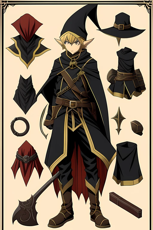 Elf Thief em Preto em Estilo Anime