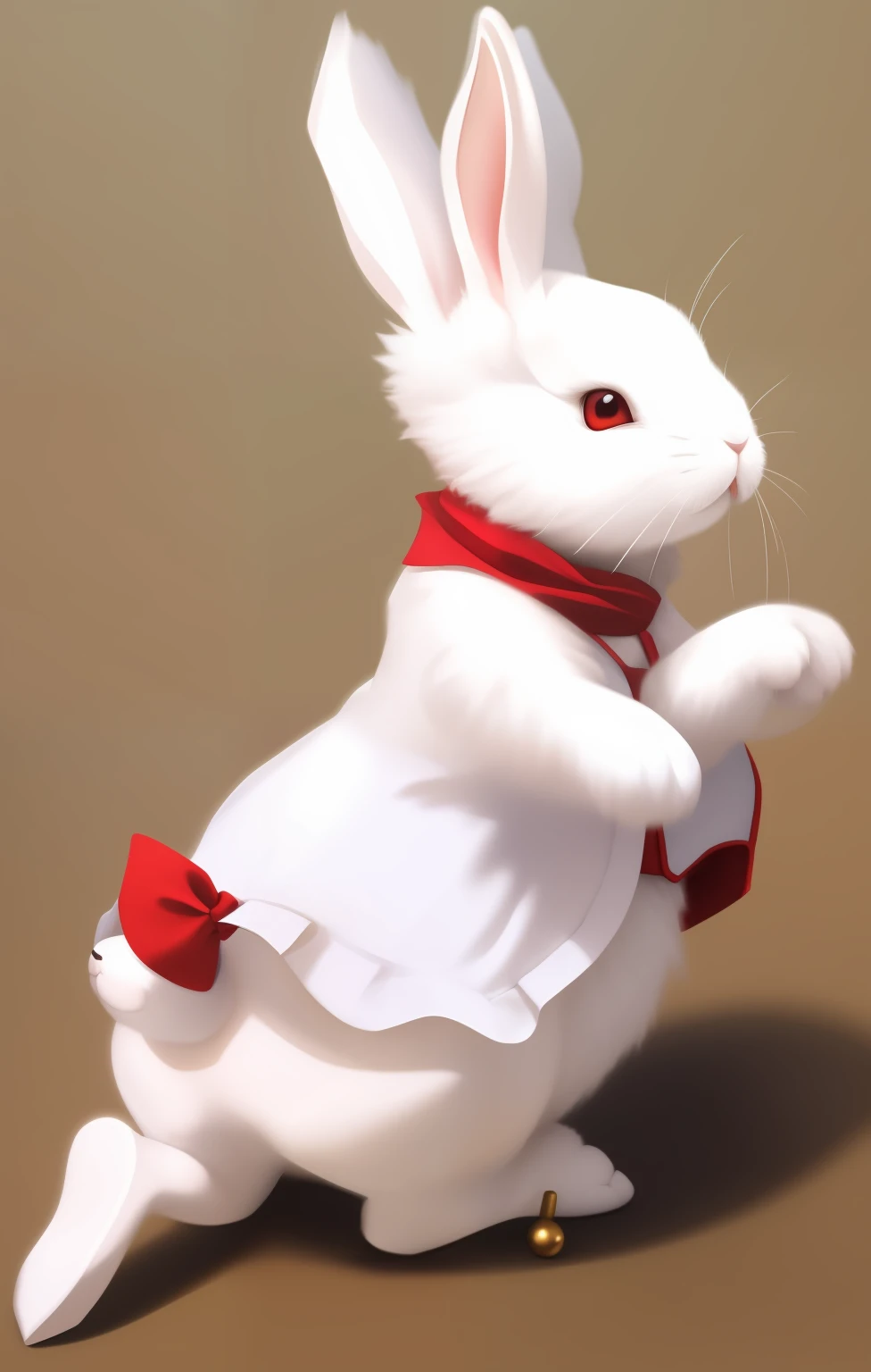 Angry white rabbit in a silk hat
