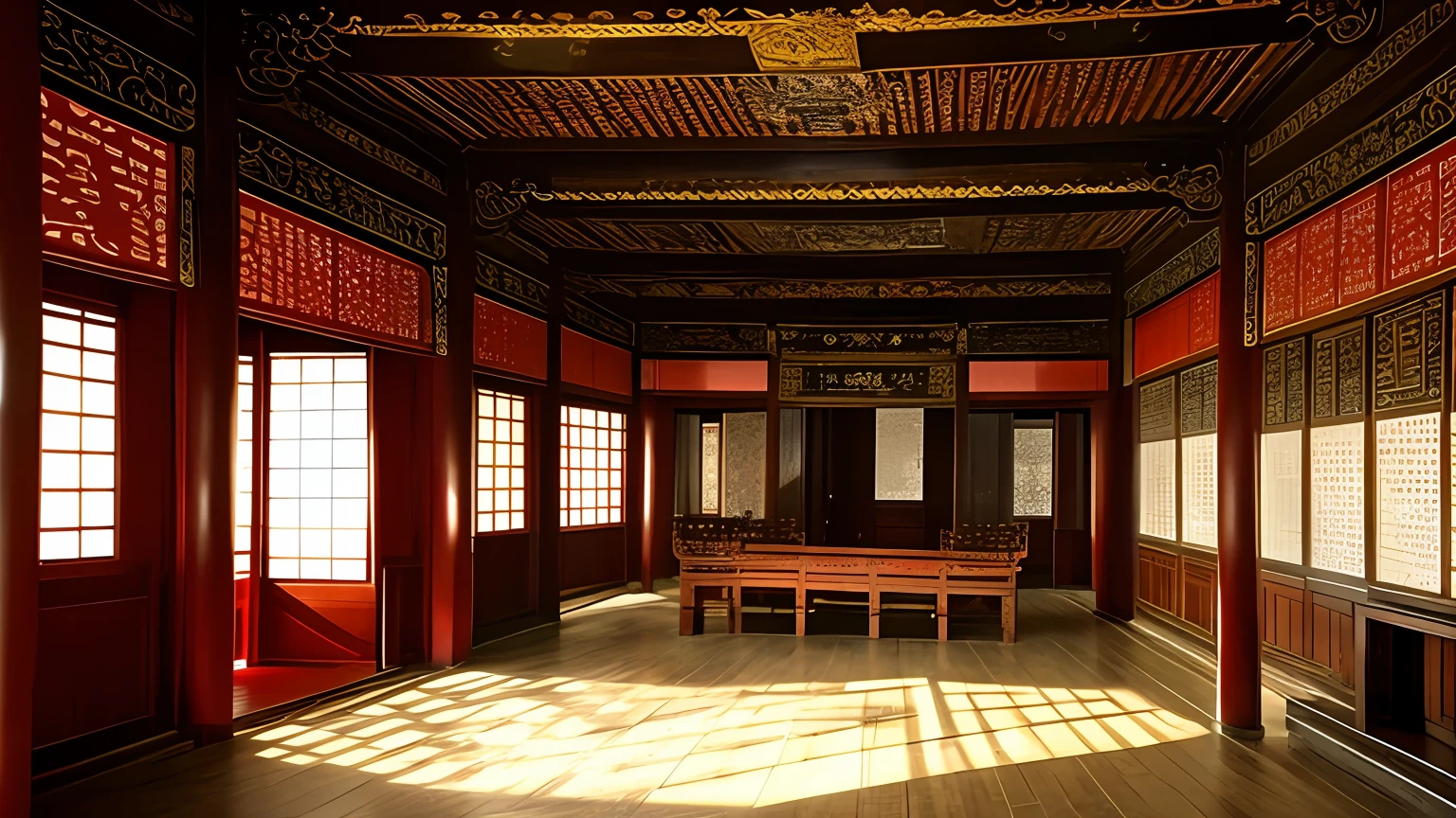 Interior of the palace of the Chinese emperor，Interior of Yangxin Temple in the Qing Dynasty