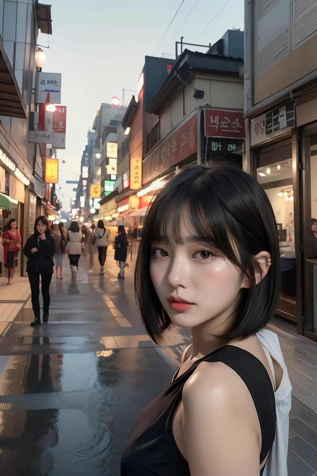 Close up portrait of woman with short black hairstyle, With short hair, Beautiful young Korean woman, Gorgeous young Korean woman, beautiful Korean women, Korean Girl, Young adorable Korean face, Korean Woman, black hime-cut hair, Portrait of female Korean idol, Beautiful Asian Girl, with a bob cut, Beautiful Asian Woman, young cute wan asian face, korean face features