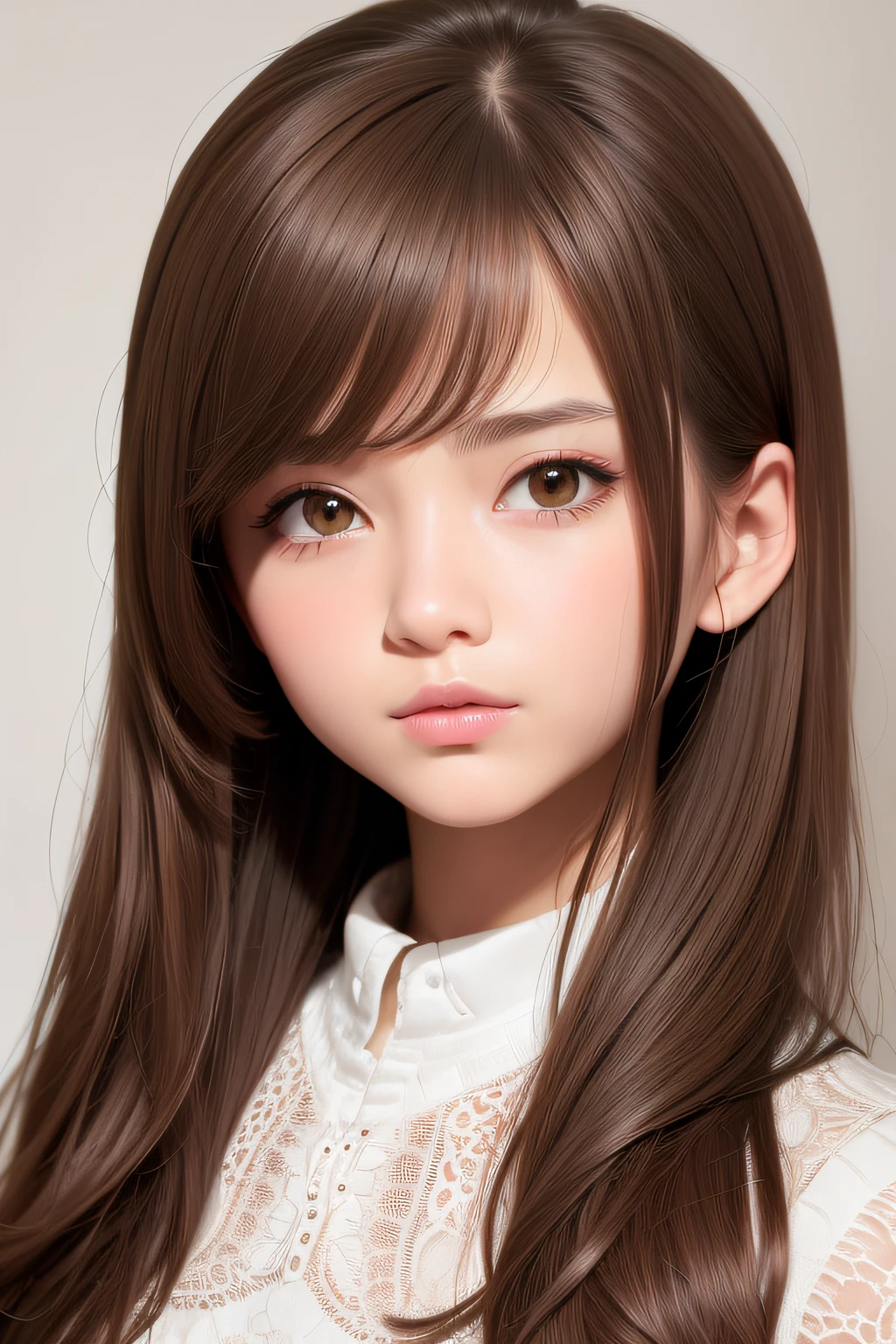 Best quality, masterpiece, (fidelity: 1.2), 1 girl, brown hair, brown eyes, front view, detailed face, beautiful eyes
