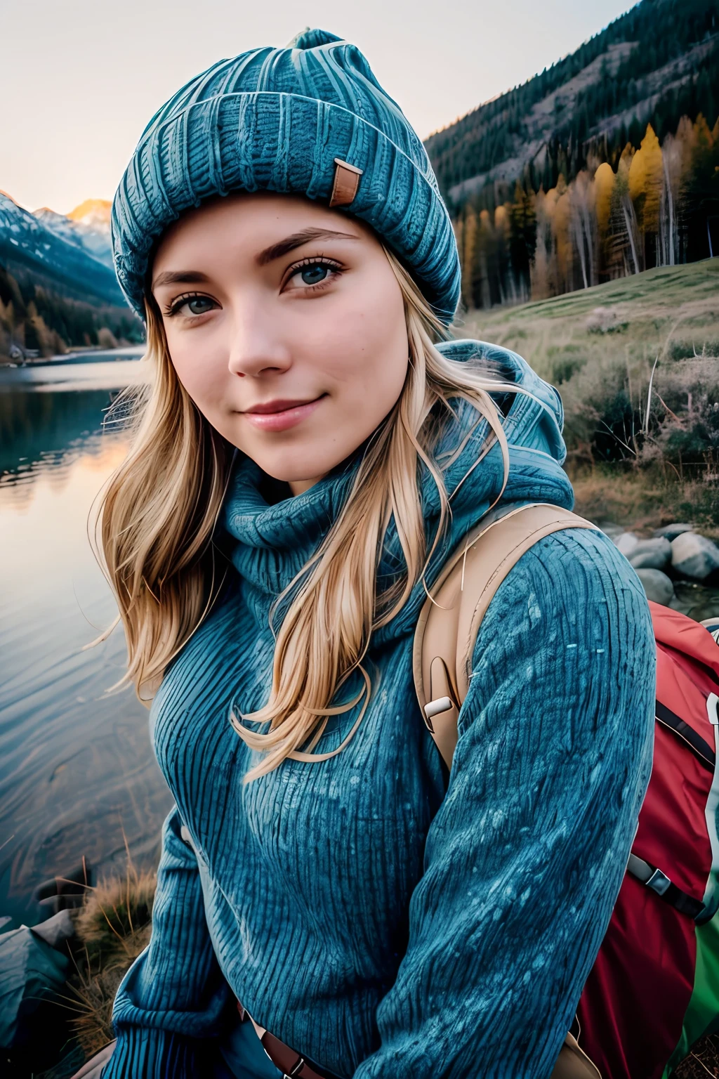 VeronicaCipher ((upper body selfie, happy)), masterpiece, best quality, ultra-detailed, solo, outdoors, (night), mountains, nature, (stars, moon) cheerful, happy, backpack, sleeping bag, camping stove, water bottle, mountain boots, gloves, sweater, hat, flashlight, forest, rocks, river, wood, smoke, shadows, contrast, clear sky, analog style (look at viewer:1.2) (skin texture) (film grain:1.3), (warm hue, warm tone) :1.2), close up, cinematic light, sidelighting, ultra high res, best shadow, RAW, upper body, , wearing pullover
kodak vision 3,