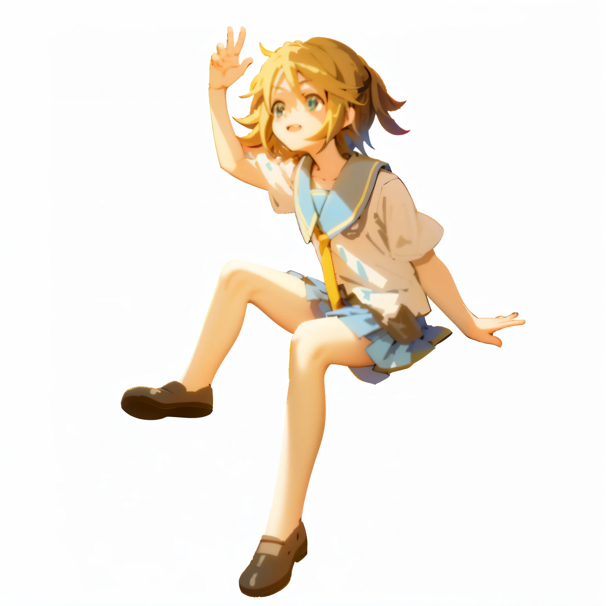 Anime girl sitting on the ground，legs crossed, Also, Kagamine too, rei hiroe, Female protagonist 👀 :8, mana in the air, small curvaceous loli, with index finger, cheerfulness!!!, Loli, shirabii, the anime girl is running, art style of rune factory 5, kyoani, render of april