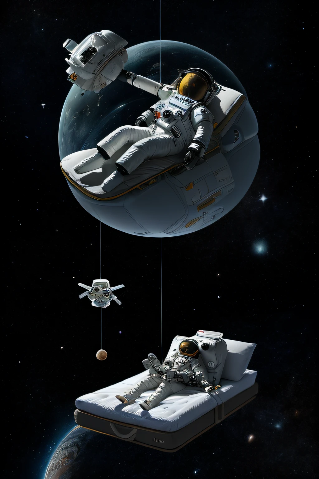 Portrait of Science Fiction Borg (Astronaut:1.2) Floating in outer space on a playful mattress, Starcloud, galaxy
space shuttle, Intricate
(Jubbslineart_v2:1.0)