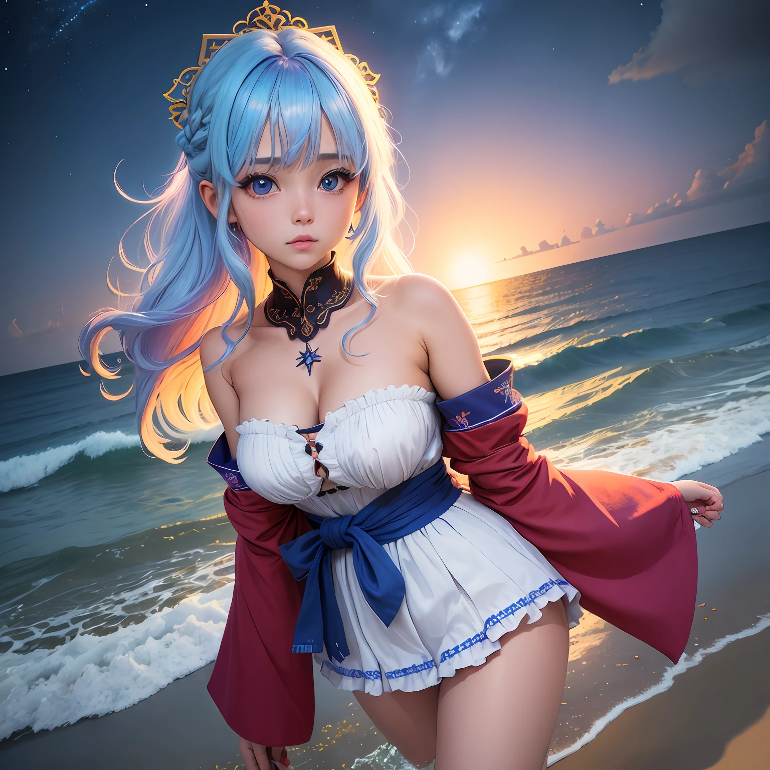 1menina, seios, lua, lanterna, noite, solo, seios grandes, ornamento de cabelo, molhado, quimono, roupas japonesas, wading, water, cabelo flor, flor, ao ar livre, heaven, lua cheia, chuva, cabelo loiro, fora do ombro, montanha, nuvem, segurando, ombros nus, standingn, quimono branco, night sky, sideboob, obi, roupas molhadas, franja, tree, de lado, reflexo, cabelo longo, clouded skies, cabelo molhado ((obra-prima), (extremamente detalhado CG unidade 8k papel de parede), melhor qualidade, , solo, 1girl, cinematic lighthing, fundo detalhado, belos olhos azuis detalhados, pupilas brilhantes, (um extremamente delicado e bonito), (description of beautiful and detailed eyes), ultra-detalhado, obra-prima,)),