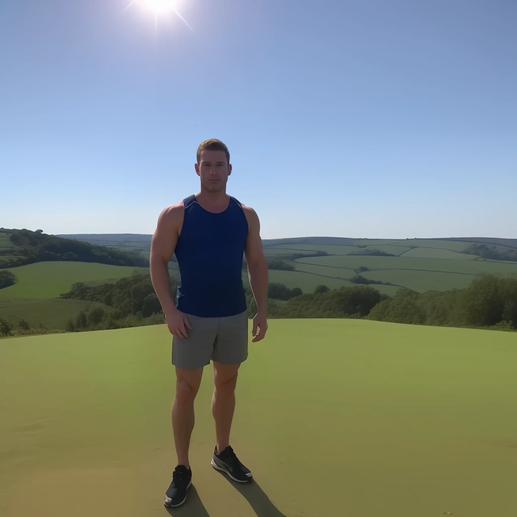 The eyes are shining，The eyes are like the sea of stars ，Short hair and fresh countryside，male people ，Muscles all over the body