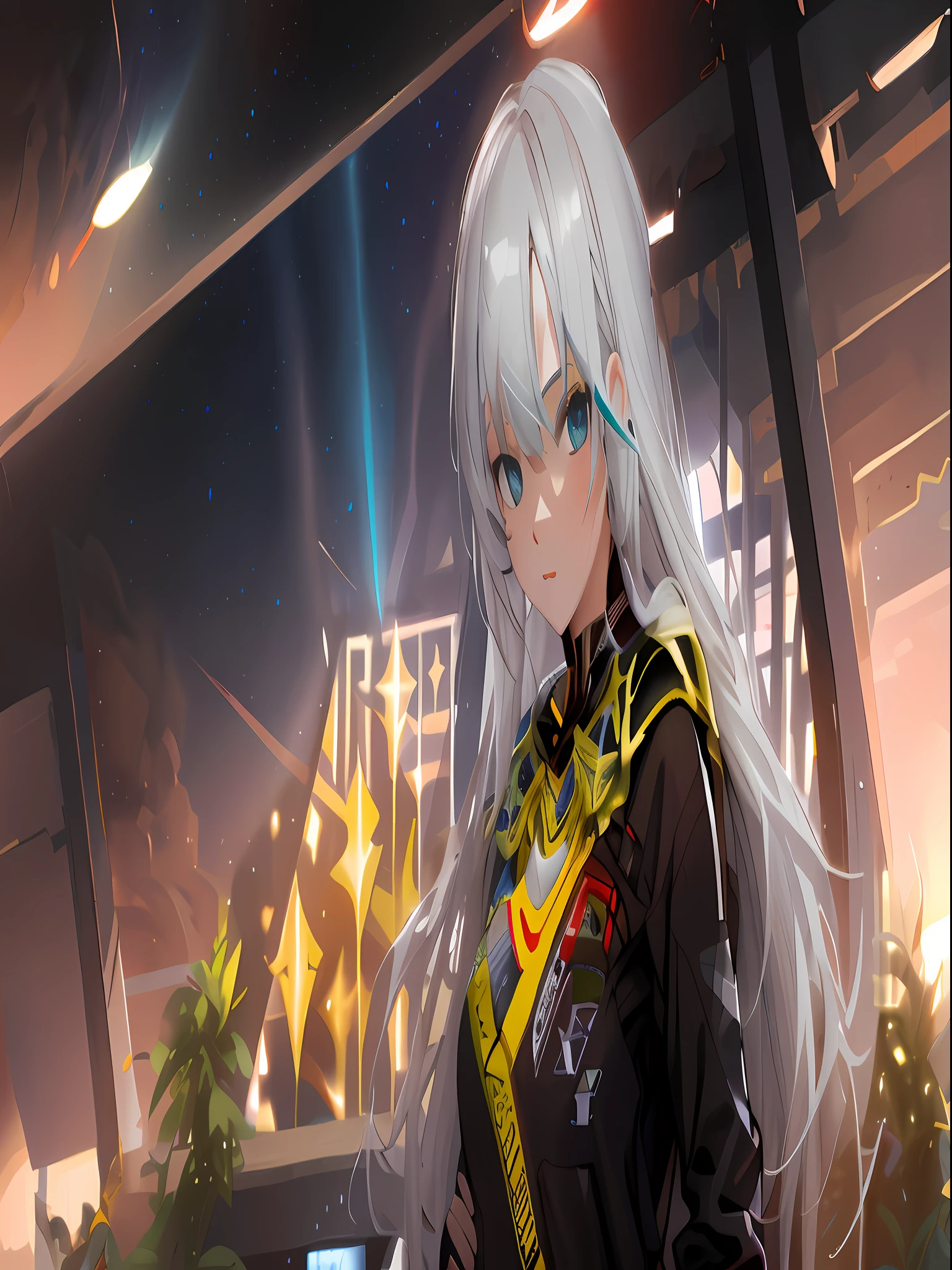 mischievous expression,grin,Cute royal sister,petty eyes,Slightly curved transversely,The sides are slightly inclined,Slight close-up of the face, anime woman fullbody art, Wearing Gorgeous Costume, Anime figure; Full-body art,White hair
