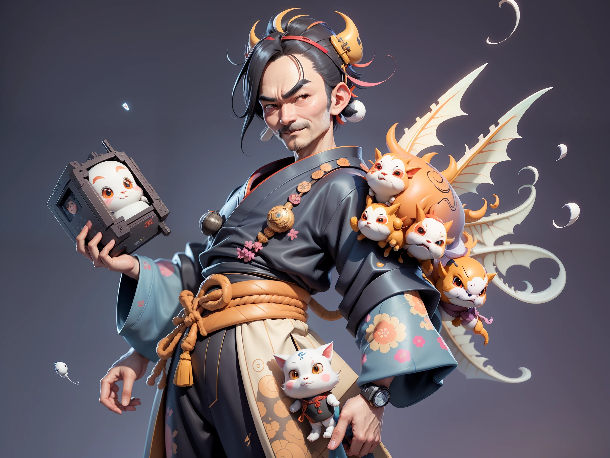 (Daisaku),(Need),(Super meticulous),(full bodyesbian:1.2),Japanese ukiyo-e girl,japanese geisha,Beautiful,Oriental dragon,Aeolian Thor,Raised sexy,爆乳,Oriental face,TV Anchor,Bust portrait illustration,Alone,In black suit,a blue tie,The face is slightly chubby,The face was clean,without a beard,Black super short hair,Black eyes,Smile confidently,3C computer sub-products,iPad, iphone,Digital painting,3D character design by Mark Clairen and Pixar and Hayao Miyazaki and Akira Toriyama,The illustration is a high-definition illustration in 4K resolution,With very detailed facial features and cartoon-style visuals。
